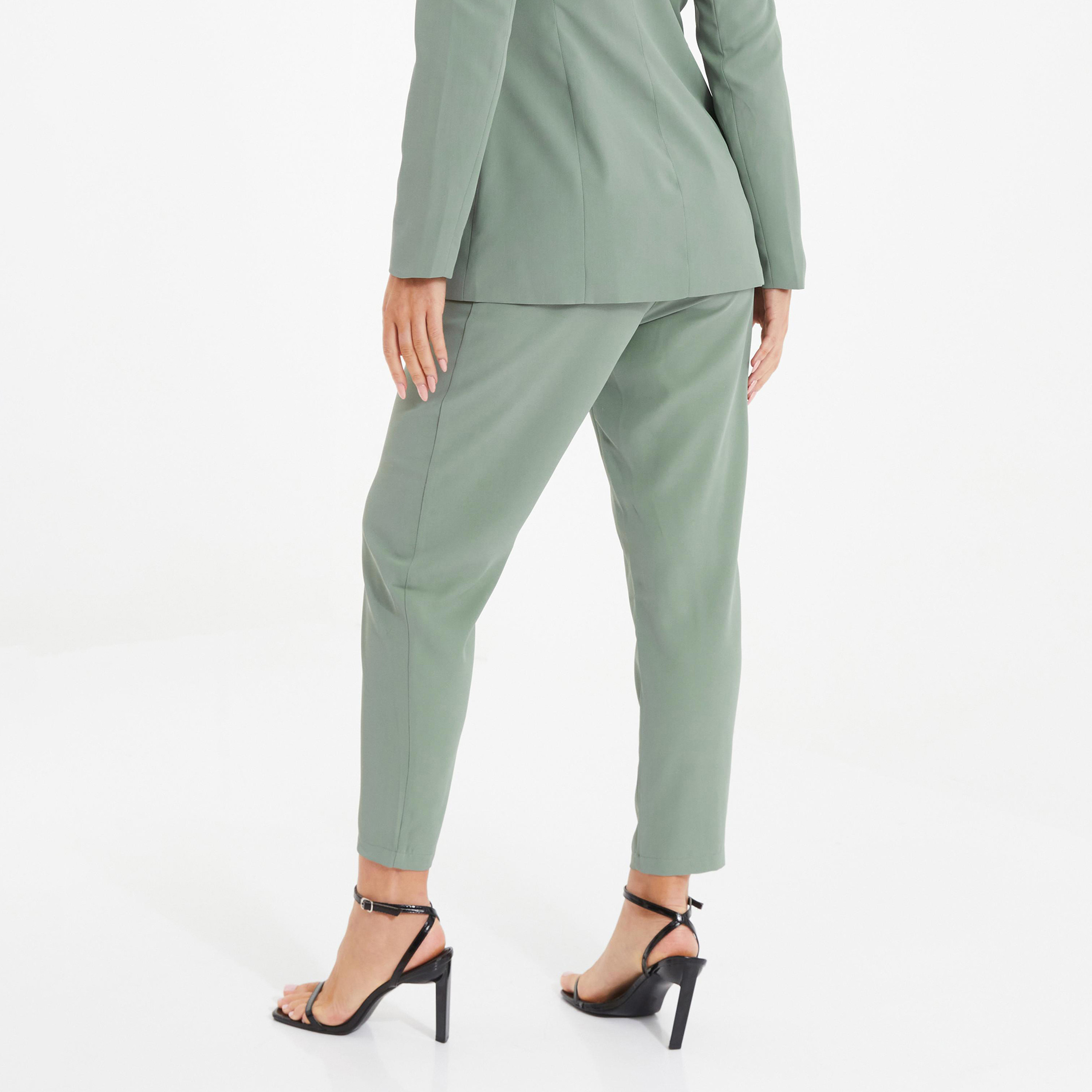 Quiz Plain High Waist Tapered Trousers-women-clothing-bottoms-trousers-image-4
