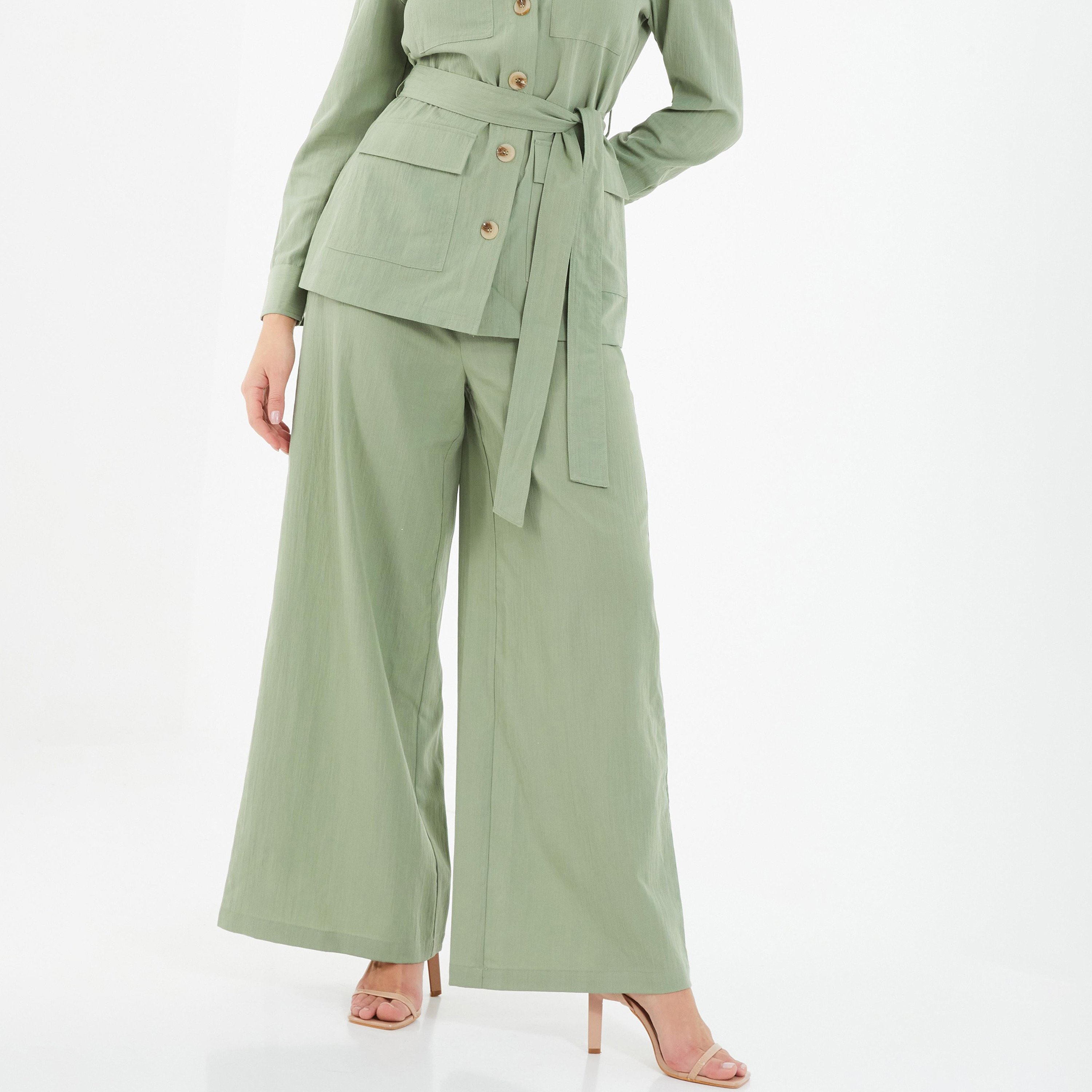 Quiz Plain High-Rise Wide Leg Trouser-women-clothing-bottoms-trousers-image-1