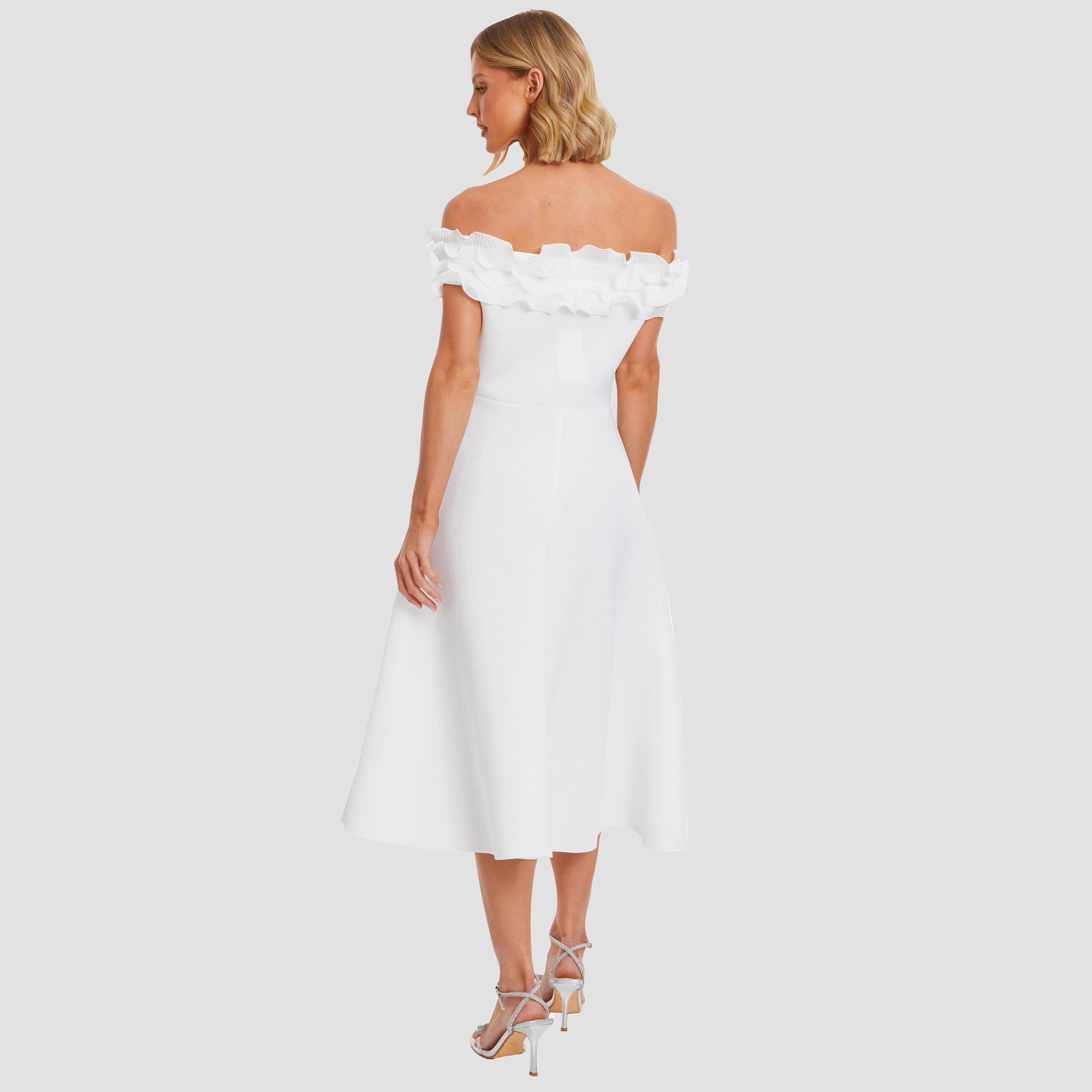 فستان سكيتر برقبة باردو وكشكش من كويز-women-clothing-dresses-image-3