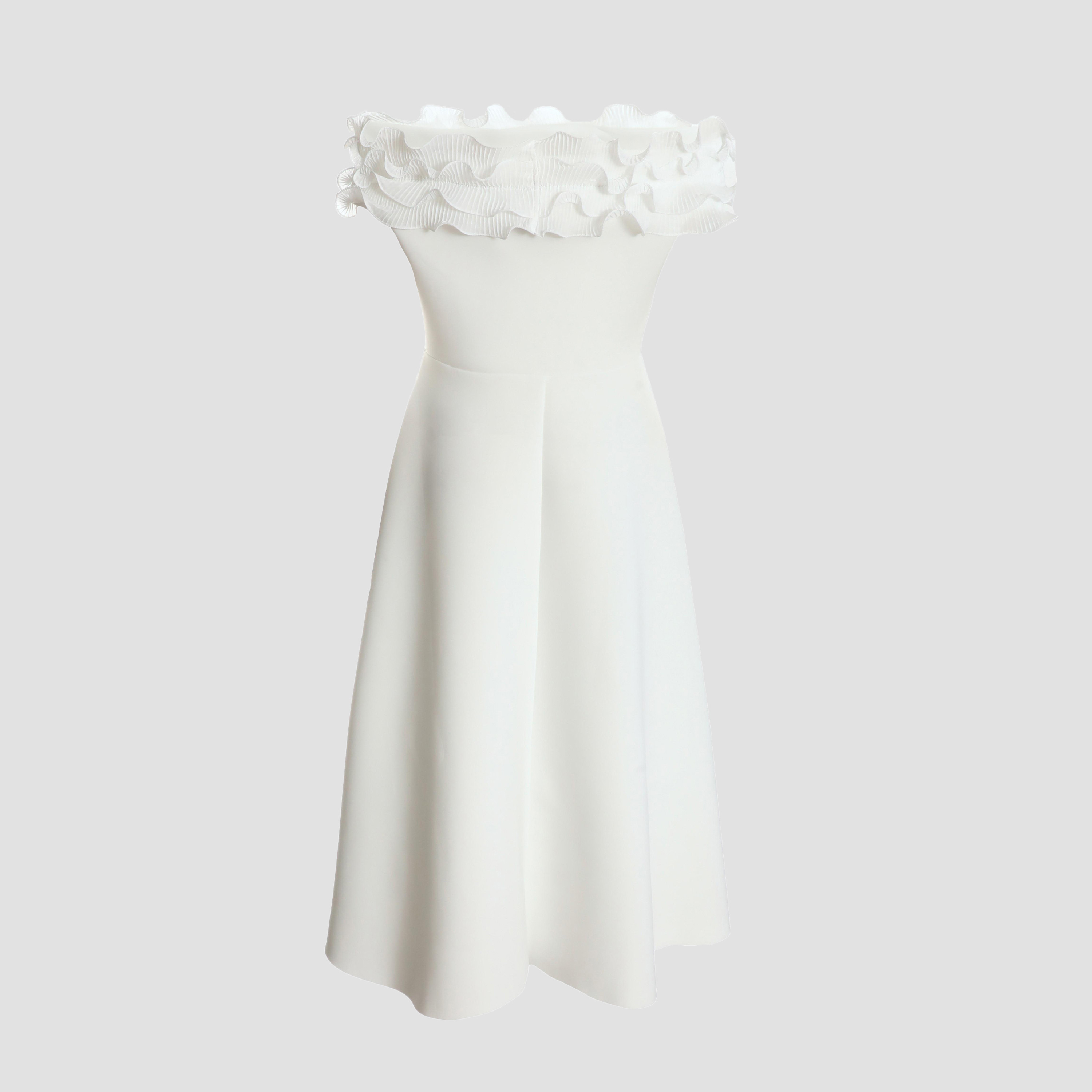 فستان سكيتر برقبة باردو وكشكش من كويز-women-clothing-dresses-image-5