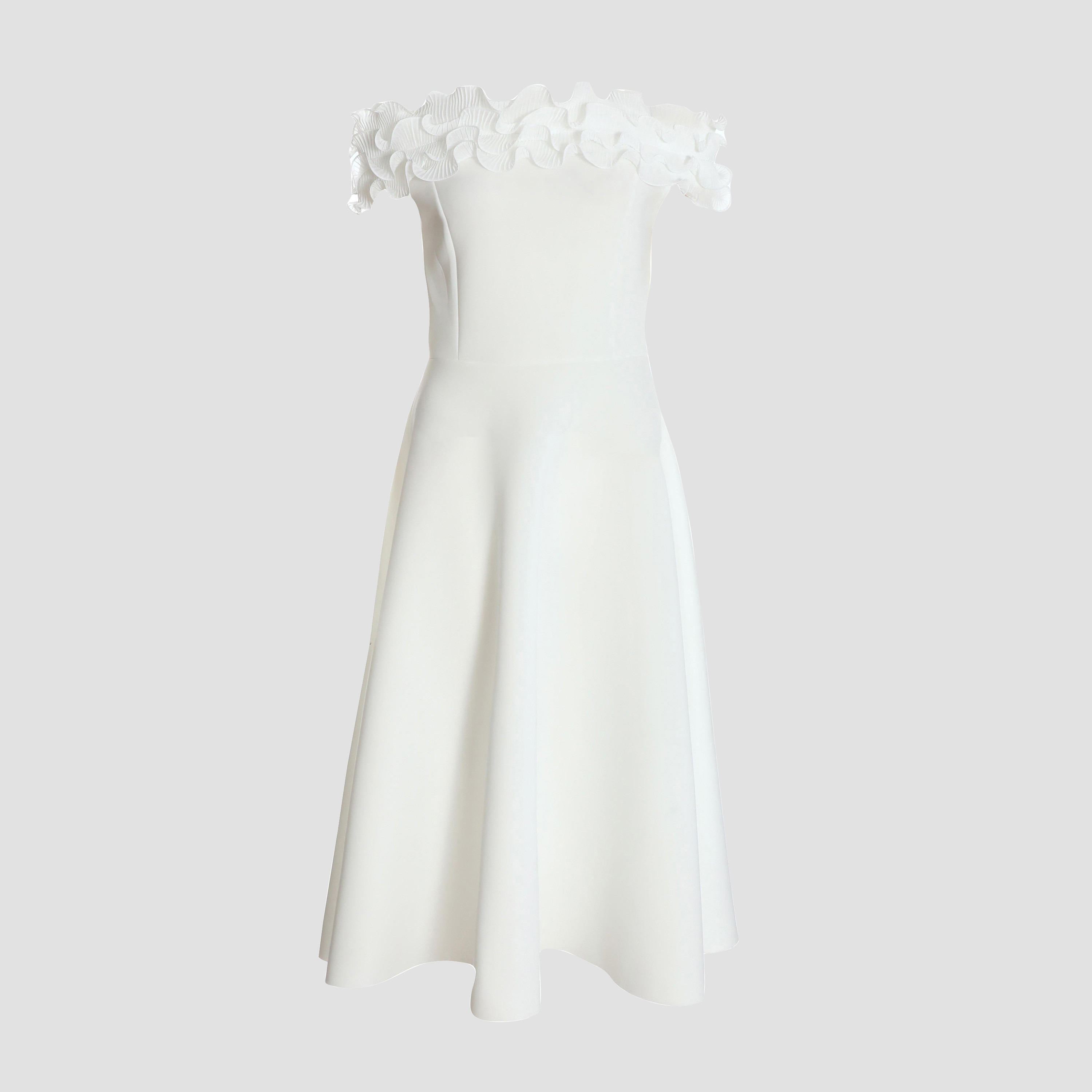 فستان سكيتر برقبة باردو وكشكش من كويز-women-clothing-dresses-image-6