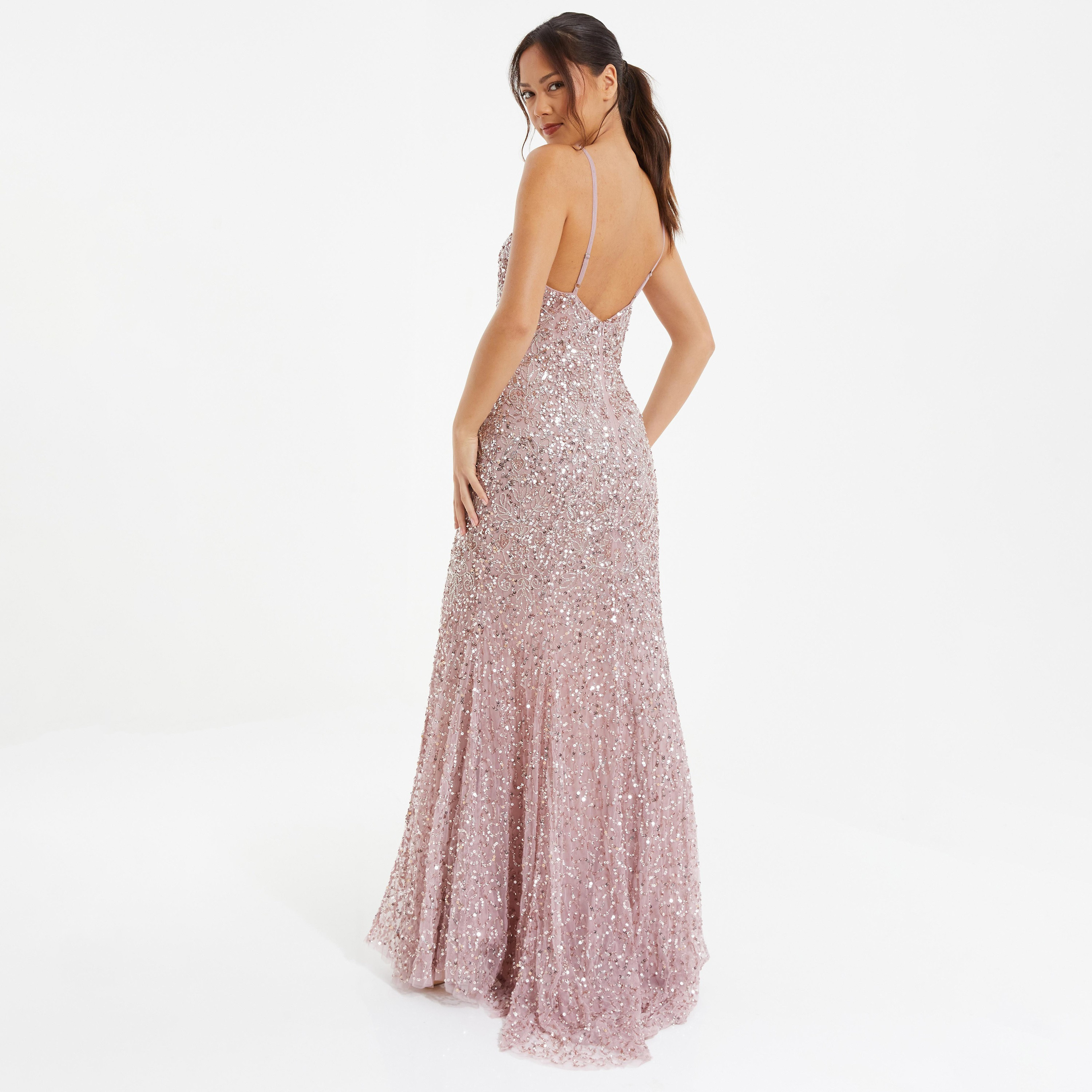 Quiz Embellished & Sequins Shoulder Strap Maxi Dress-women-clothing-dresses-image-4