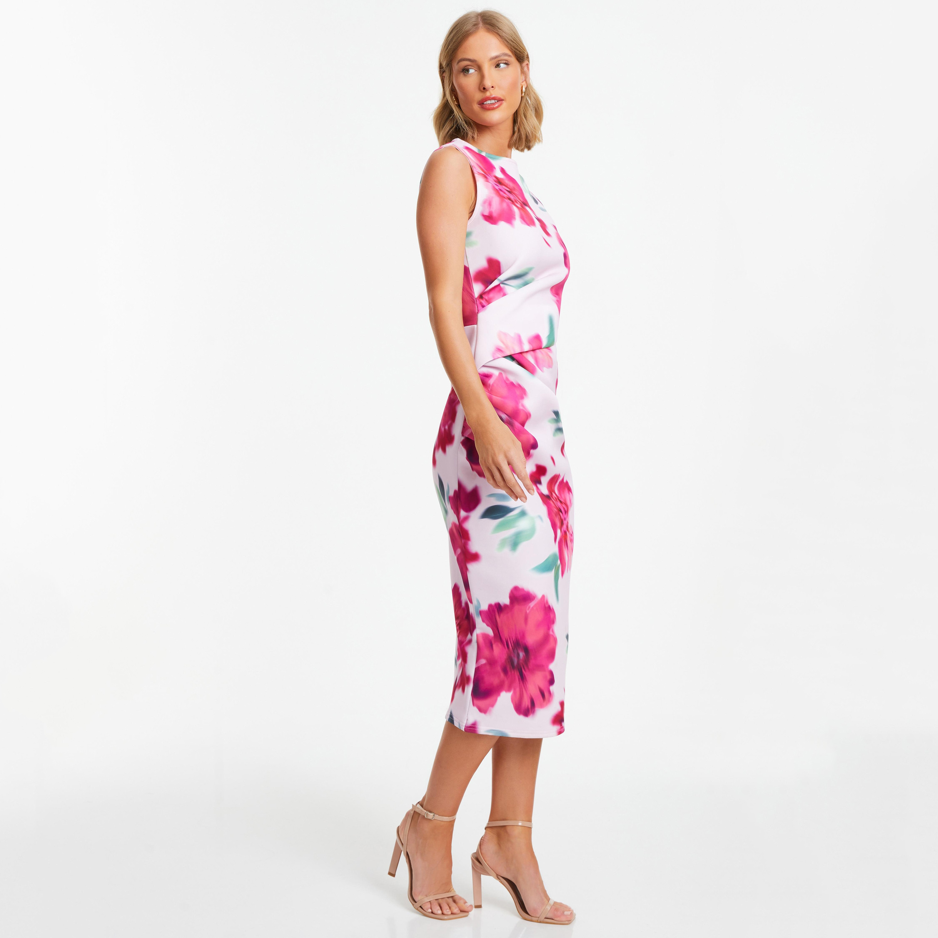 فستان بوديكون ميدي برقبة مستديرة ونقشة زهور من كويز-women-clothing-dresses-image-2