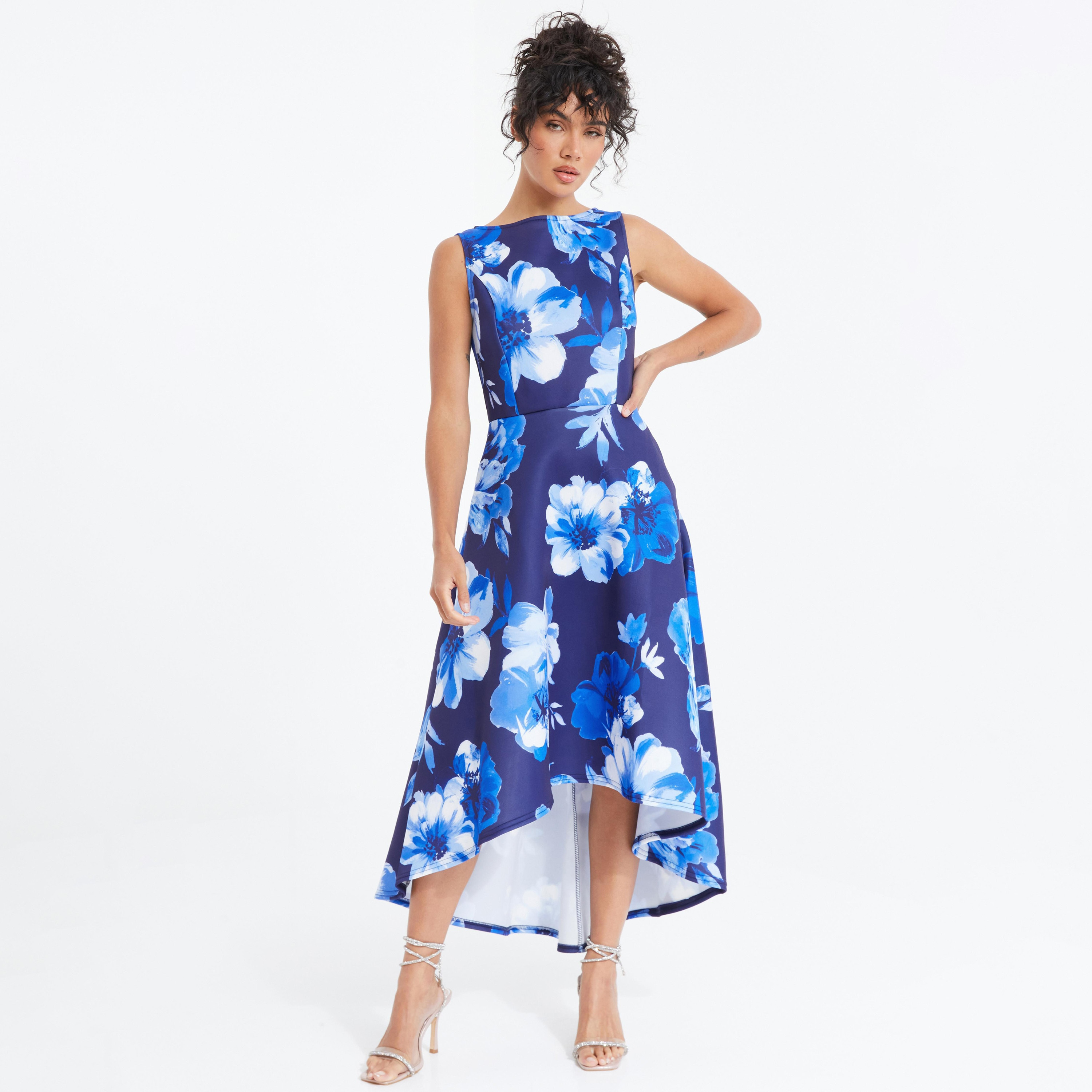 فستان متوسط ​​الطول بحاشية متدلية ورقبة قارب من كويز -women-clothing-dresses-image-1