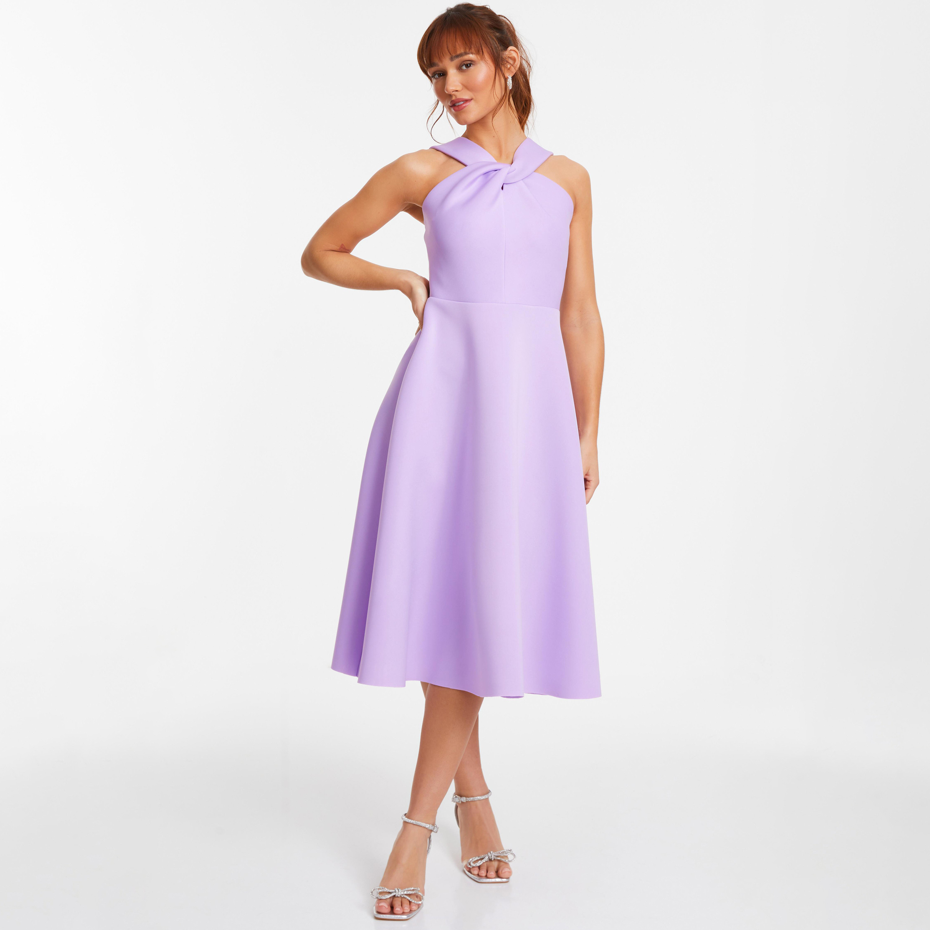 فستان سكيتر عادي متوسط ​​الطول برقبة رسن من كويز -women-clothing-dresses-image-1