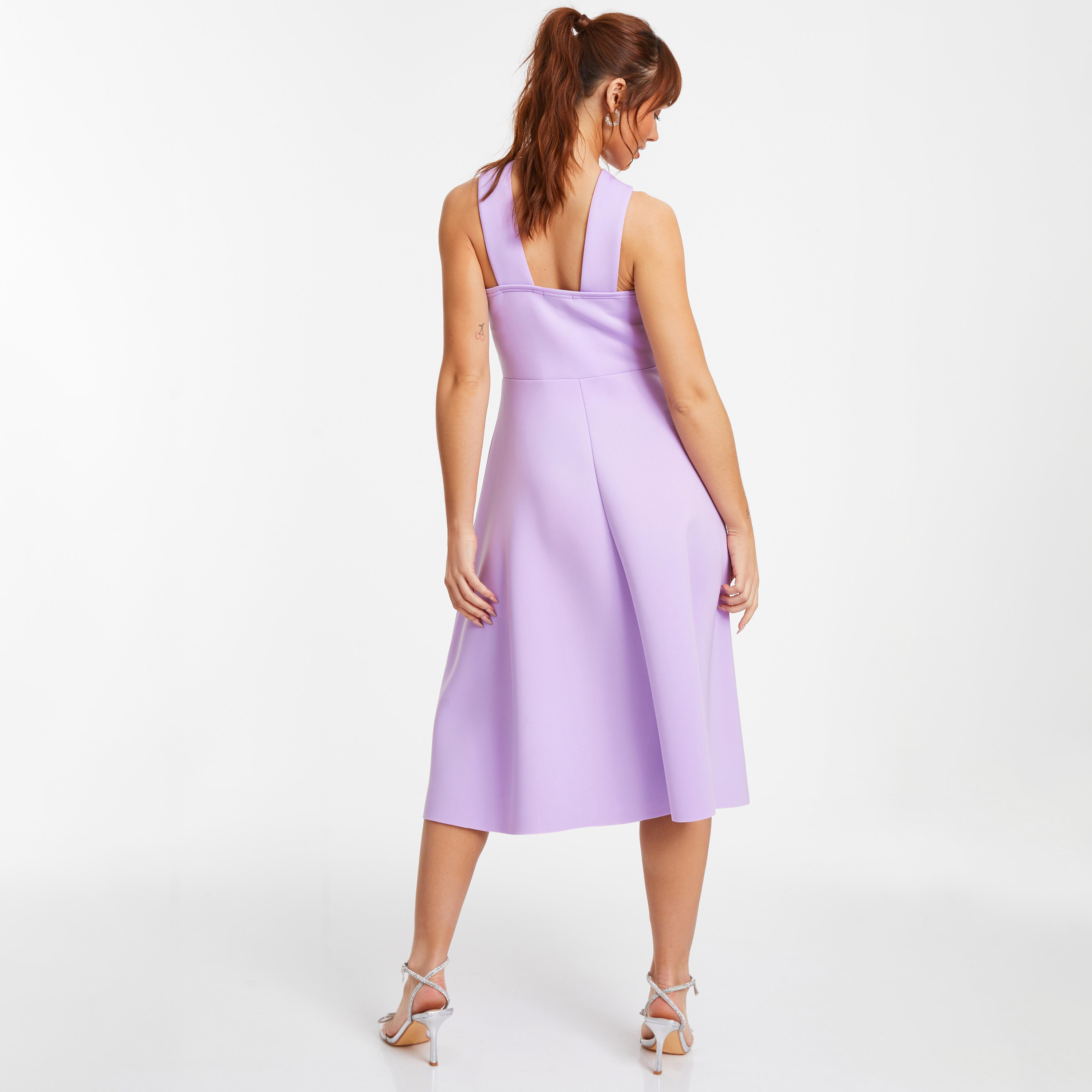 فستان سكيتر عادي متوسط ​​الطول برقبة رسن من كويز -women-clothing-dresses-image-4