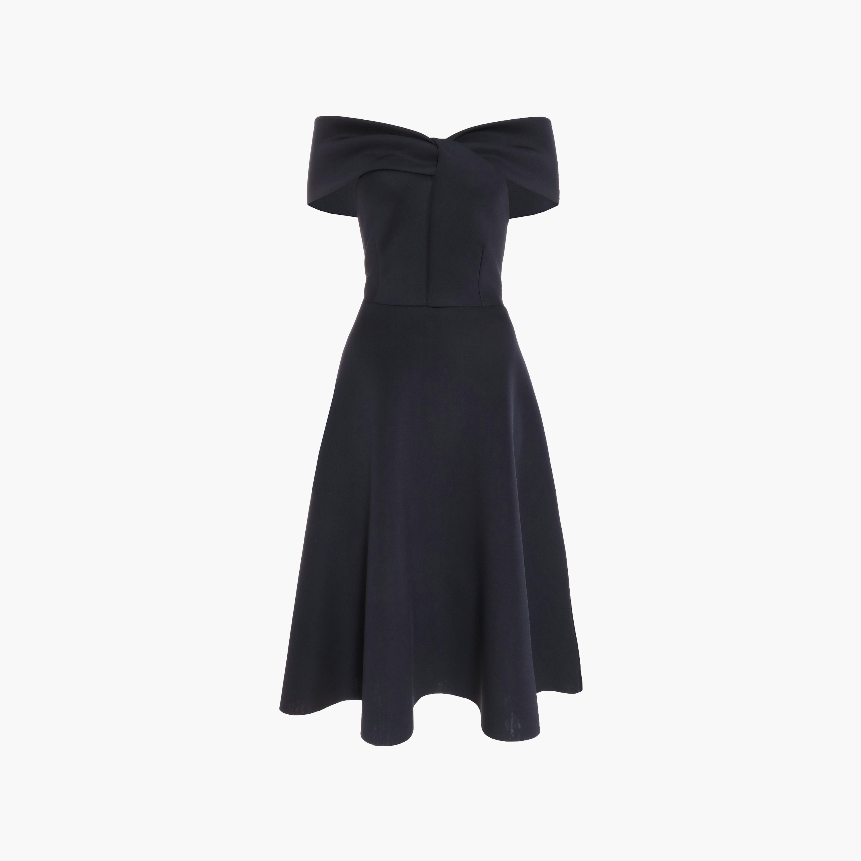 فستان ميدي برقبة باردو سادة من كويز-women-clothing-dresses-image-4