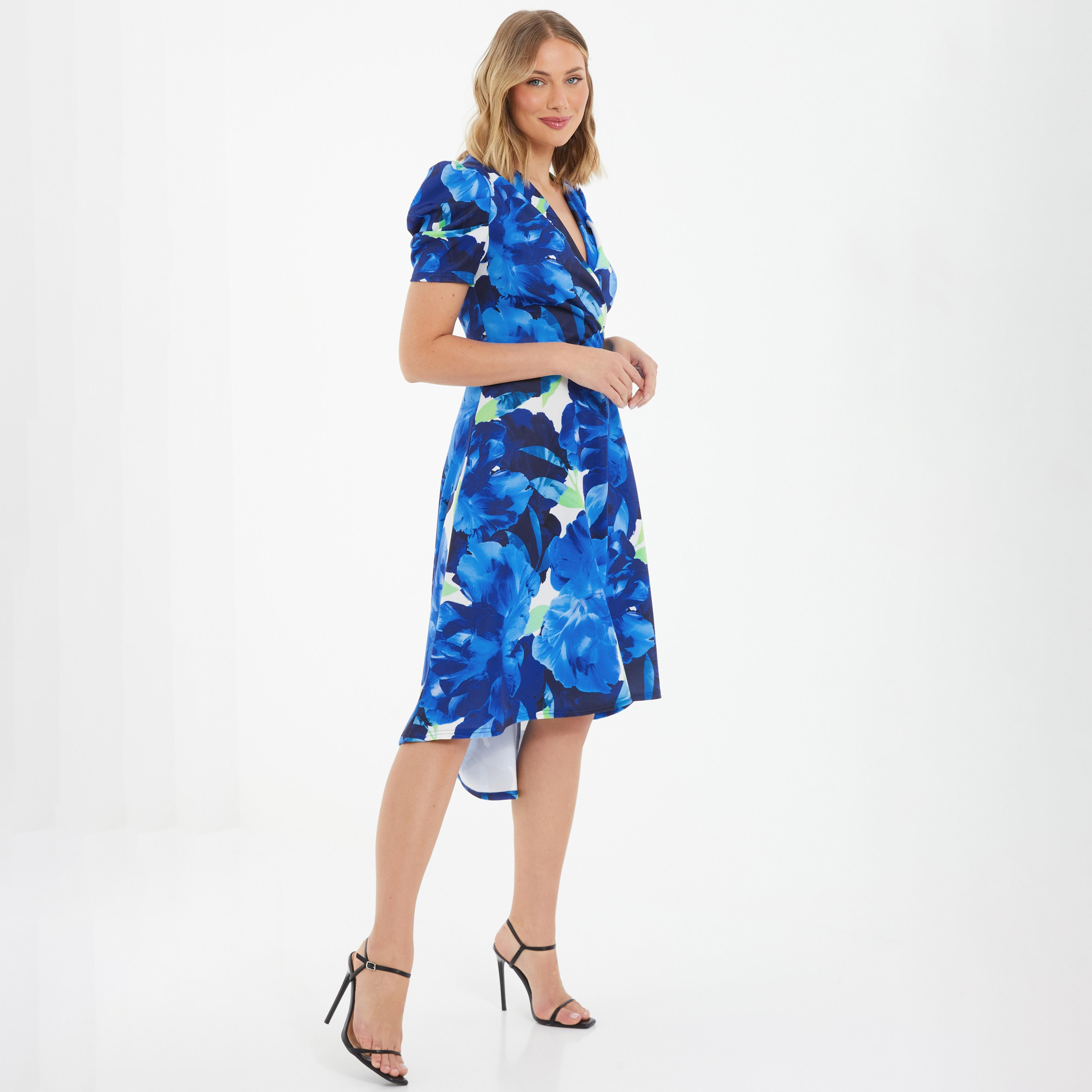 فستان متوسط ​​الطول بحاشية ملفوفة ونقشة الزهور من كويز -women-clothing-dresses-image-2