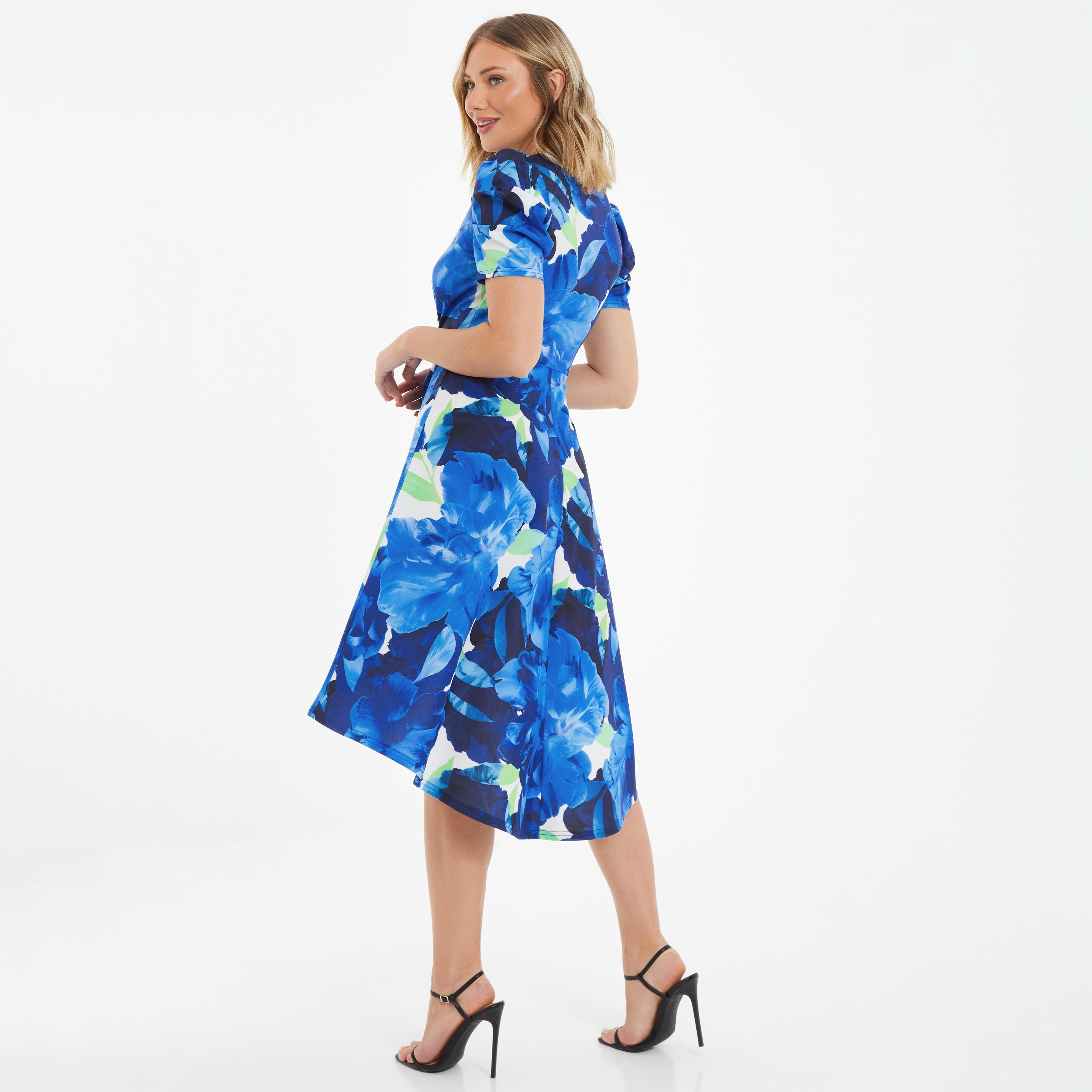فستان متوسط ​​الطول بحاشية ملفوفة ونقشة الزهور من كويز -women-clothing-dresses-image-4