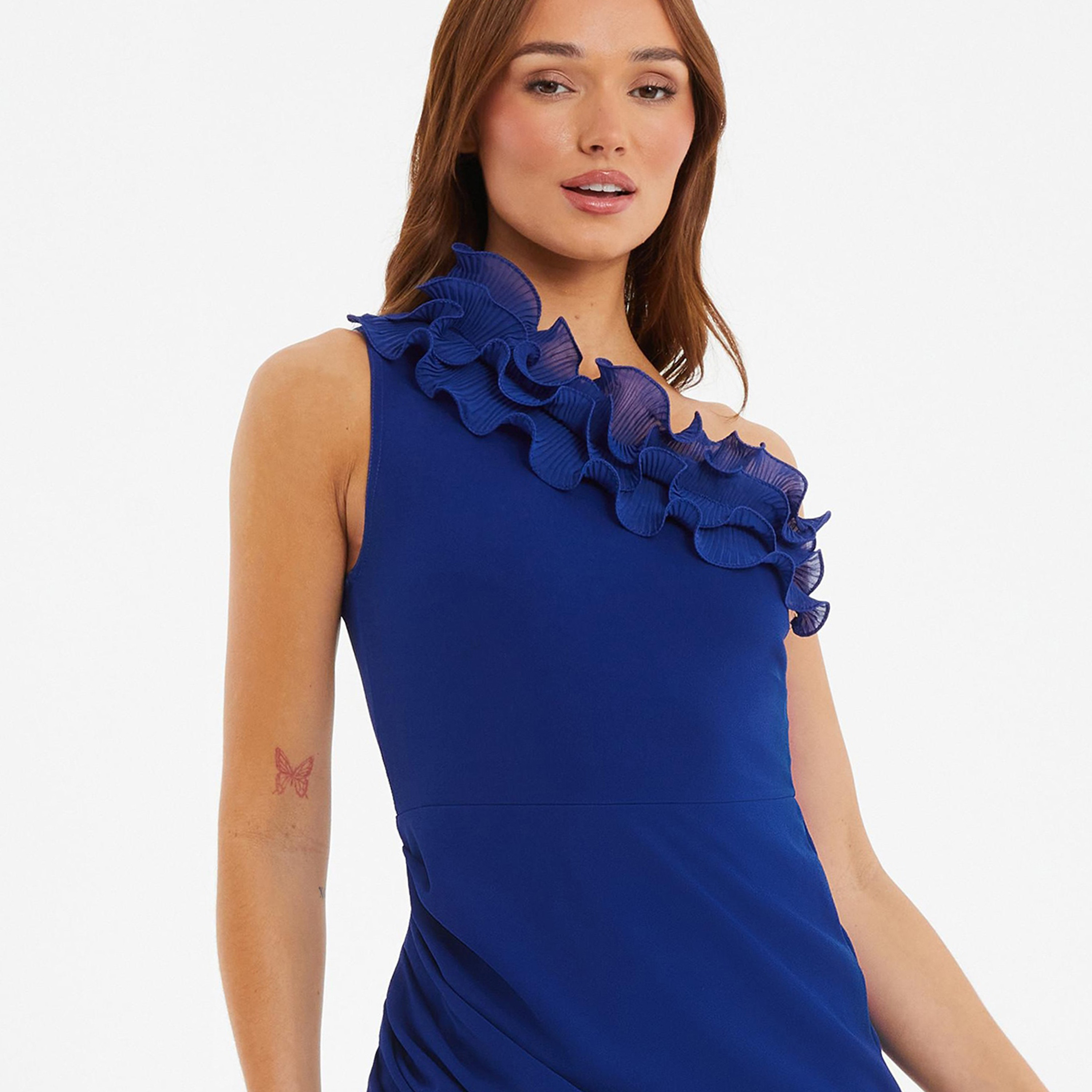 Quiz Ruffle One Shoulder Slit Maxi Dress-women-clothing-dresses-image-3