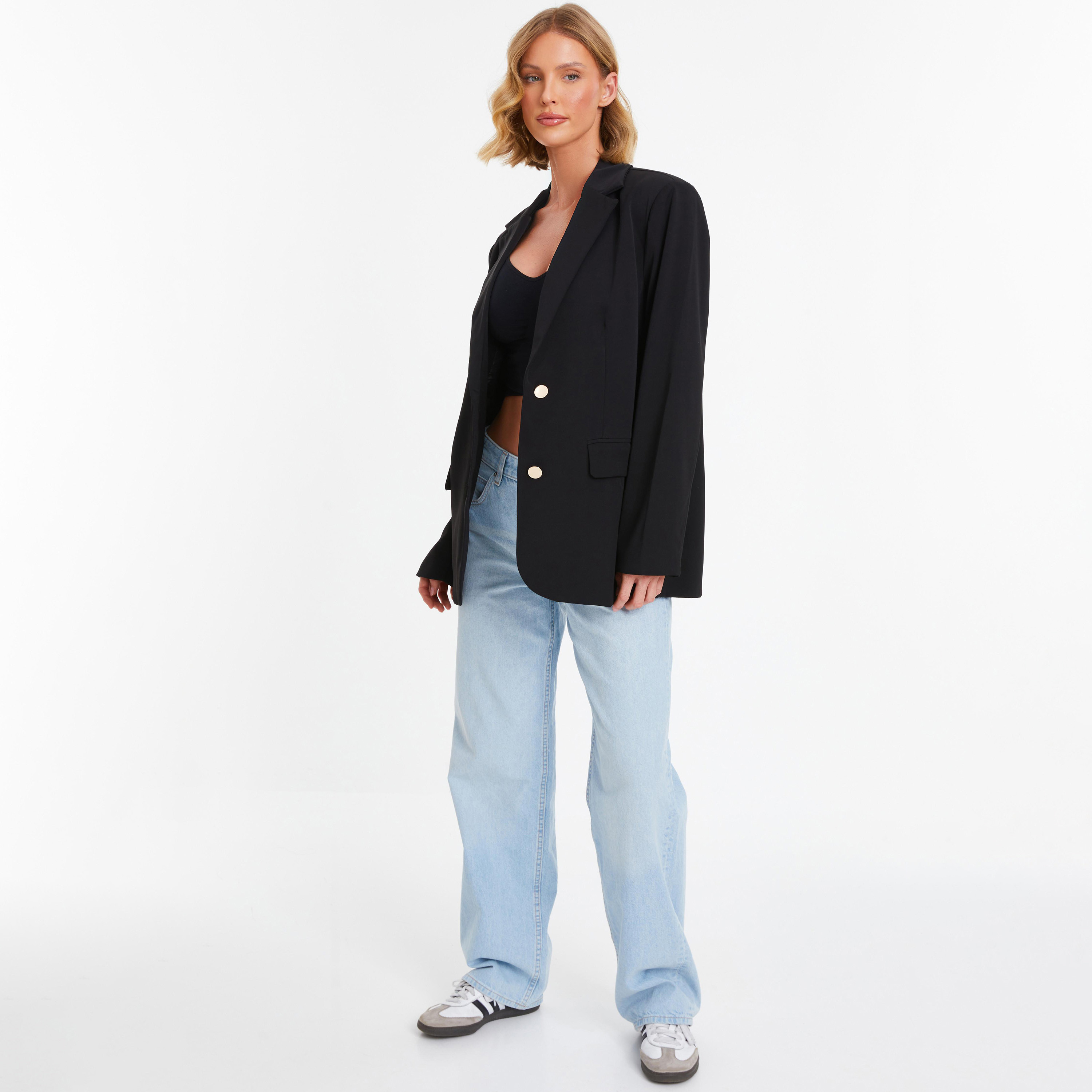 Quiz Plain Notched Lapel Collar Blazer-women-clothing-coatsandjackets-blazers-image-2