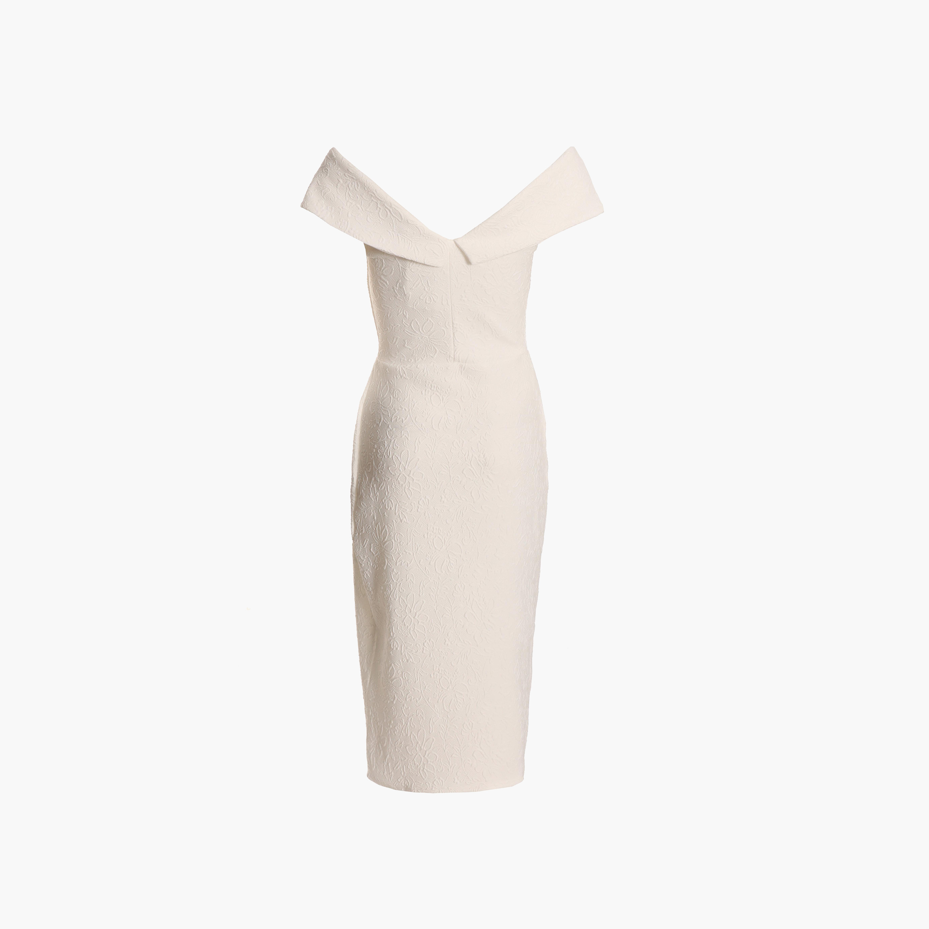 Quiz Textured Bardot Neck Slit Midi Dress-women-clothing-dresses-image-4