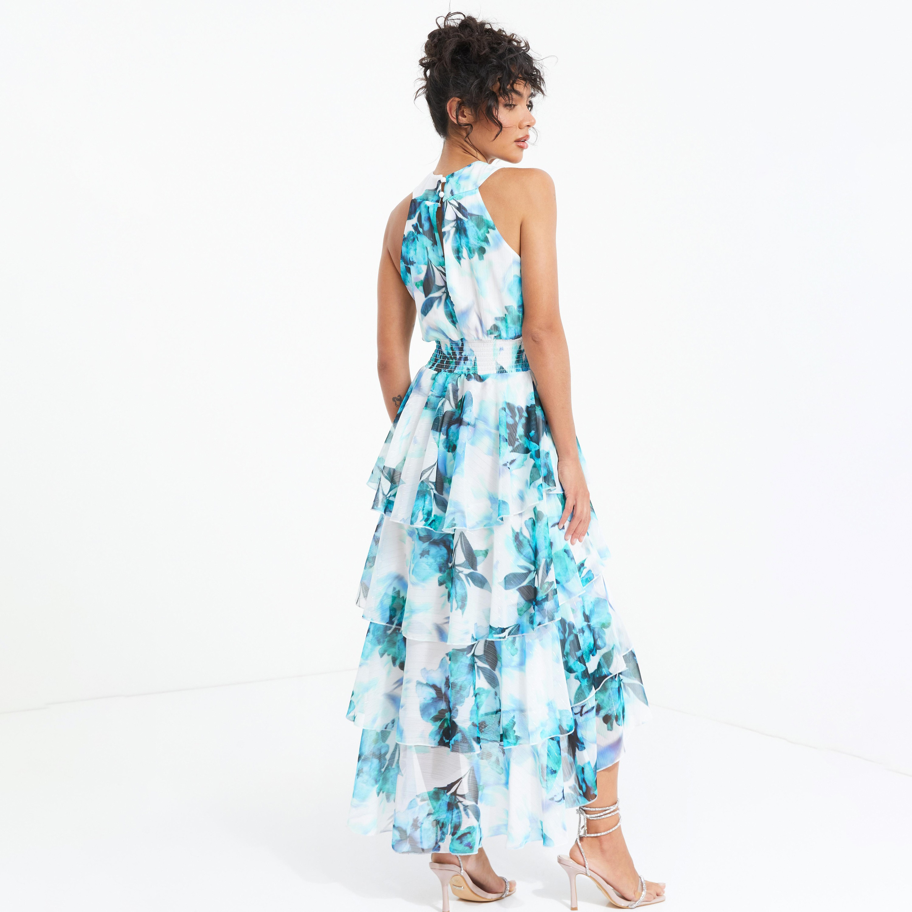 Quiz Floral Halter Neck Tiered Maxi Dress-women-clothing-dresses-image-4