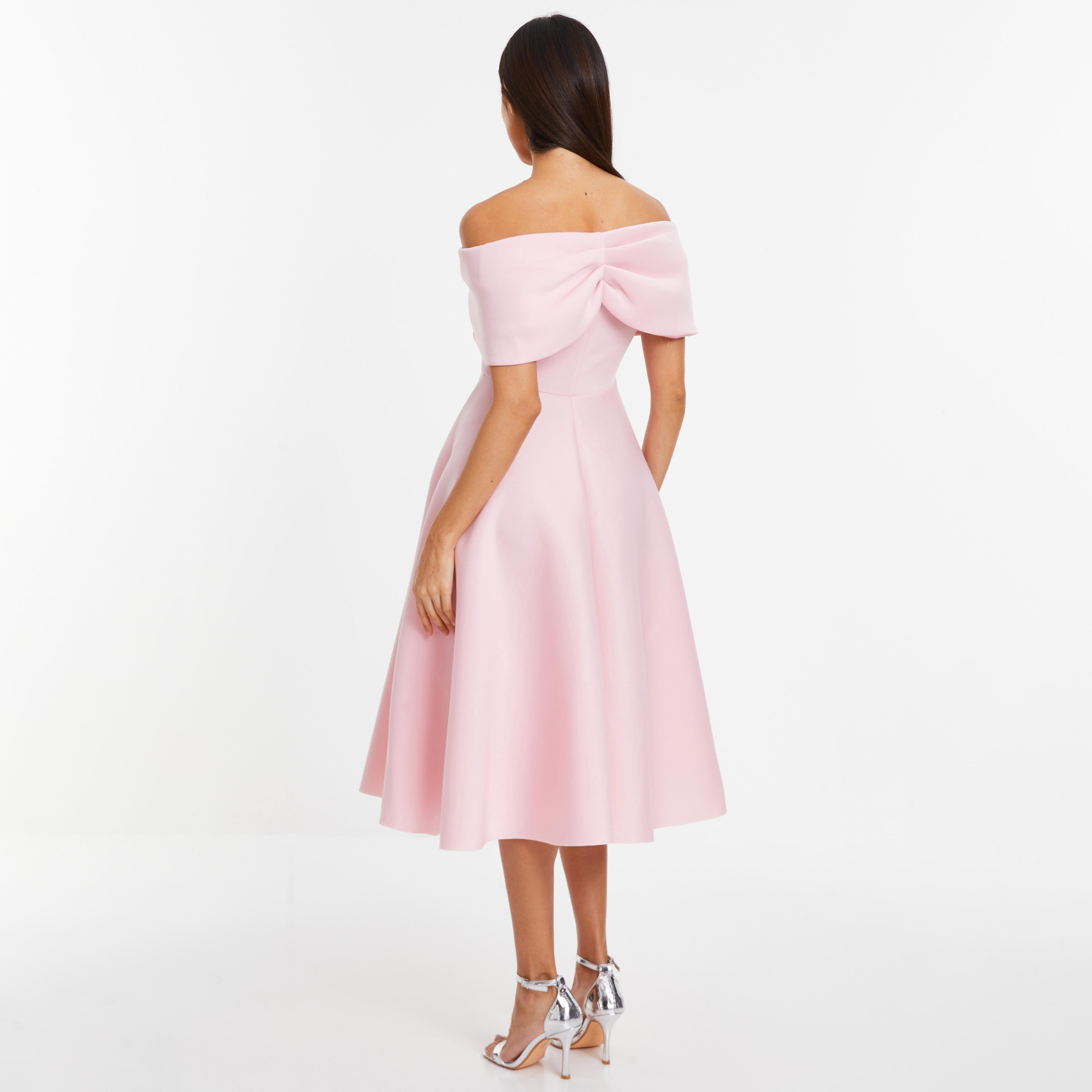 Quiz Plain Bardot Neck Wrap Midi Dress-women-clothing-dresses-image-3