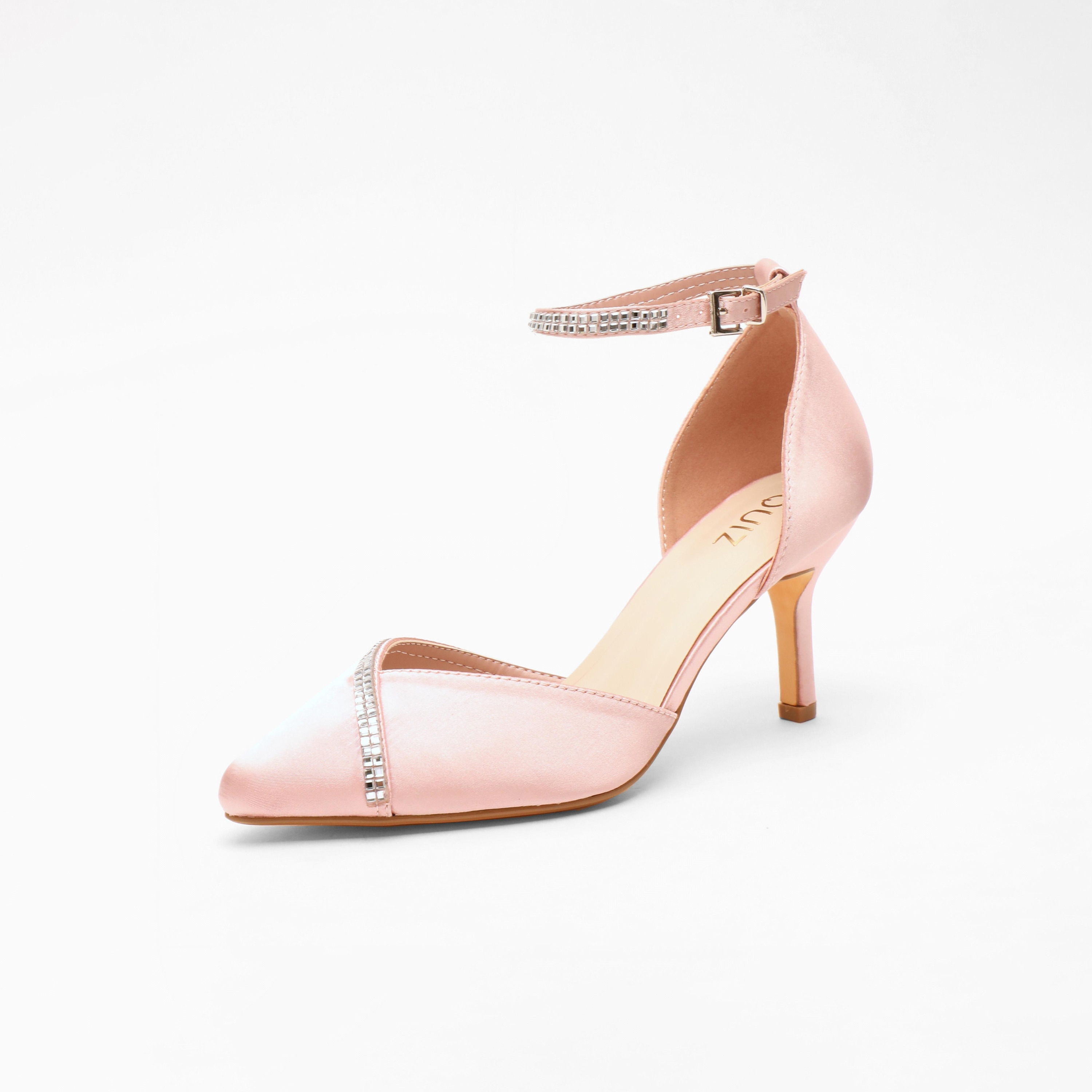 Quiz Women's Kitten Heel Pointed Toe Pumps with Ankle Strap | 00100041277-women-shoes-heels-image-1