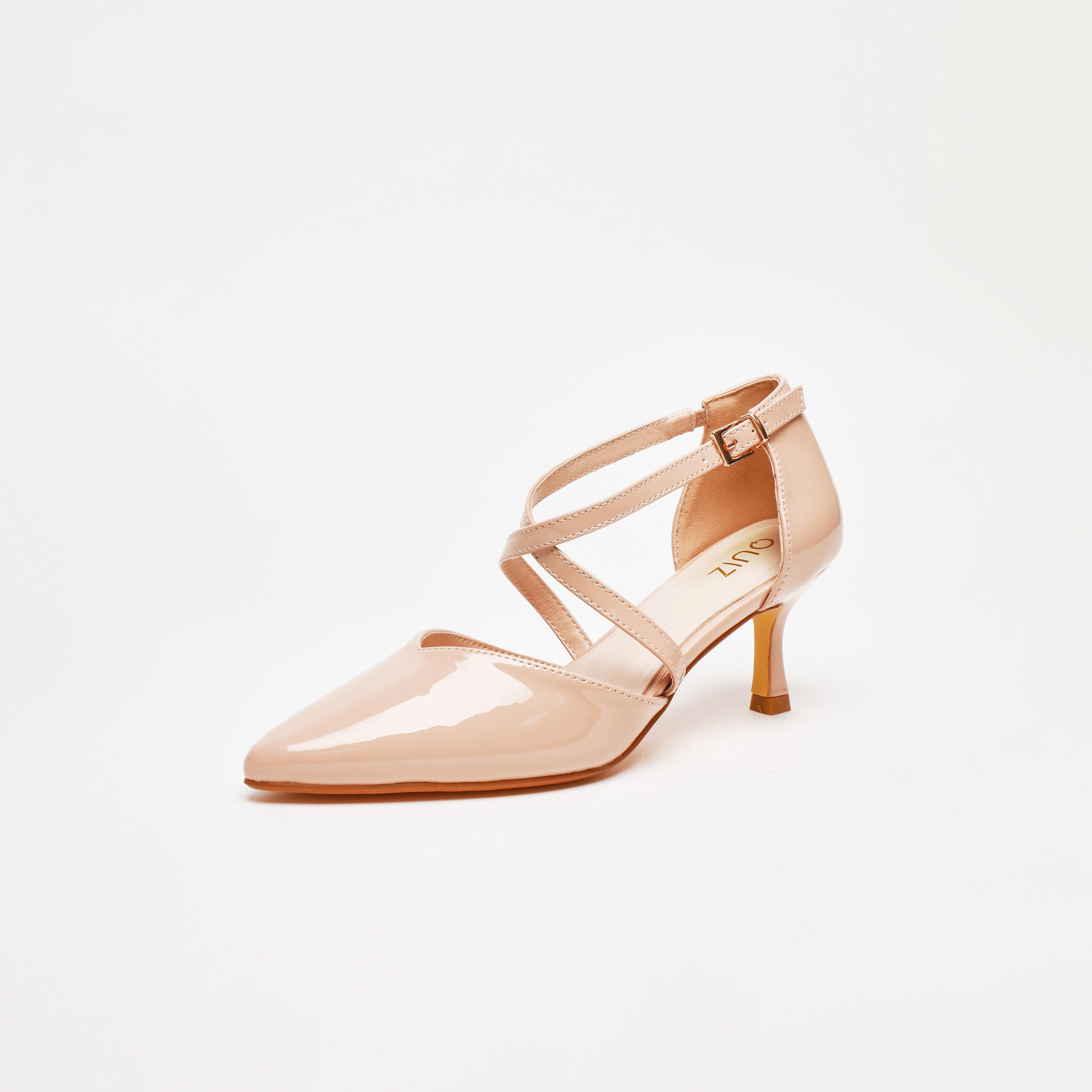 حذاء بامبز نسائي بكعب كيتن بإبزيم من كويز | 100041285-women-shoes-heels-image-1