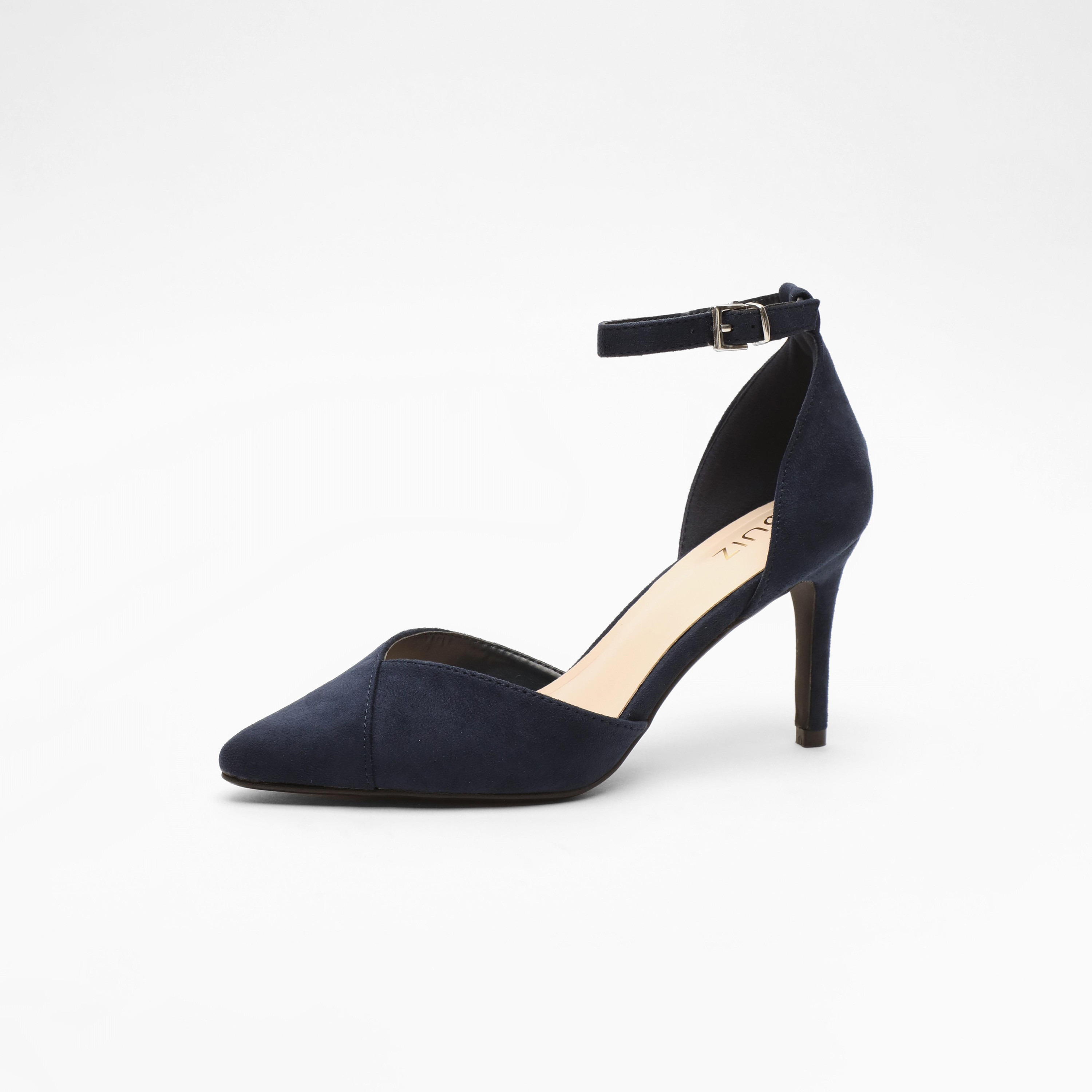 صندل نسائي بكعب قطة مزود بإبزيم وشريط للكاحل من كويز  | 100041288-women-shoes-heels-image-1
