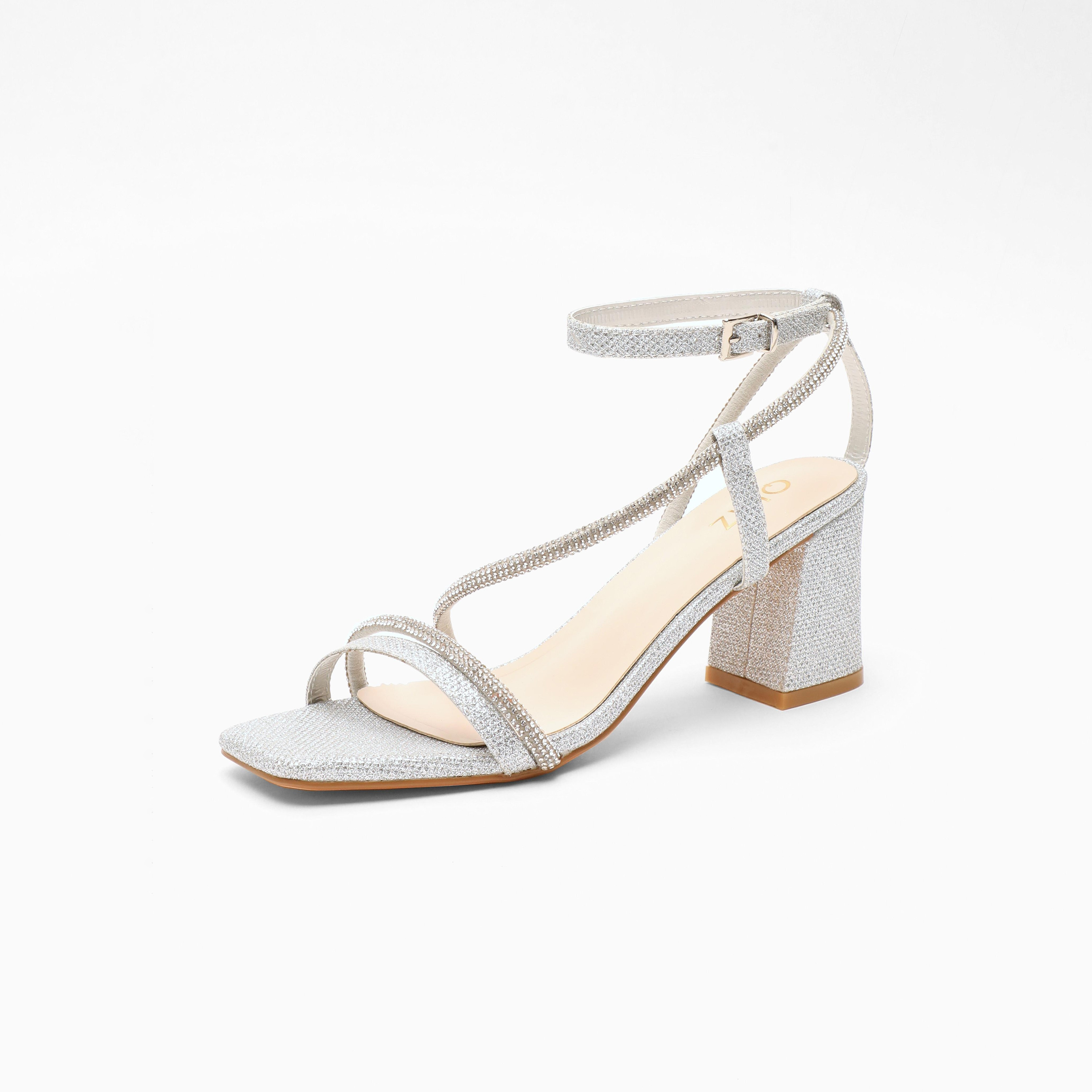 صندل نسائي بكعب عريض مع رباط للكاحل من كويز | 100041295-women-shoes-heels-image-1