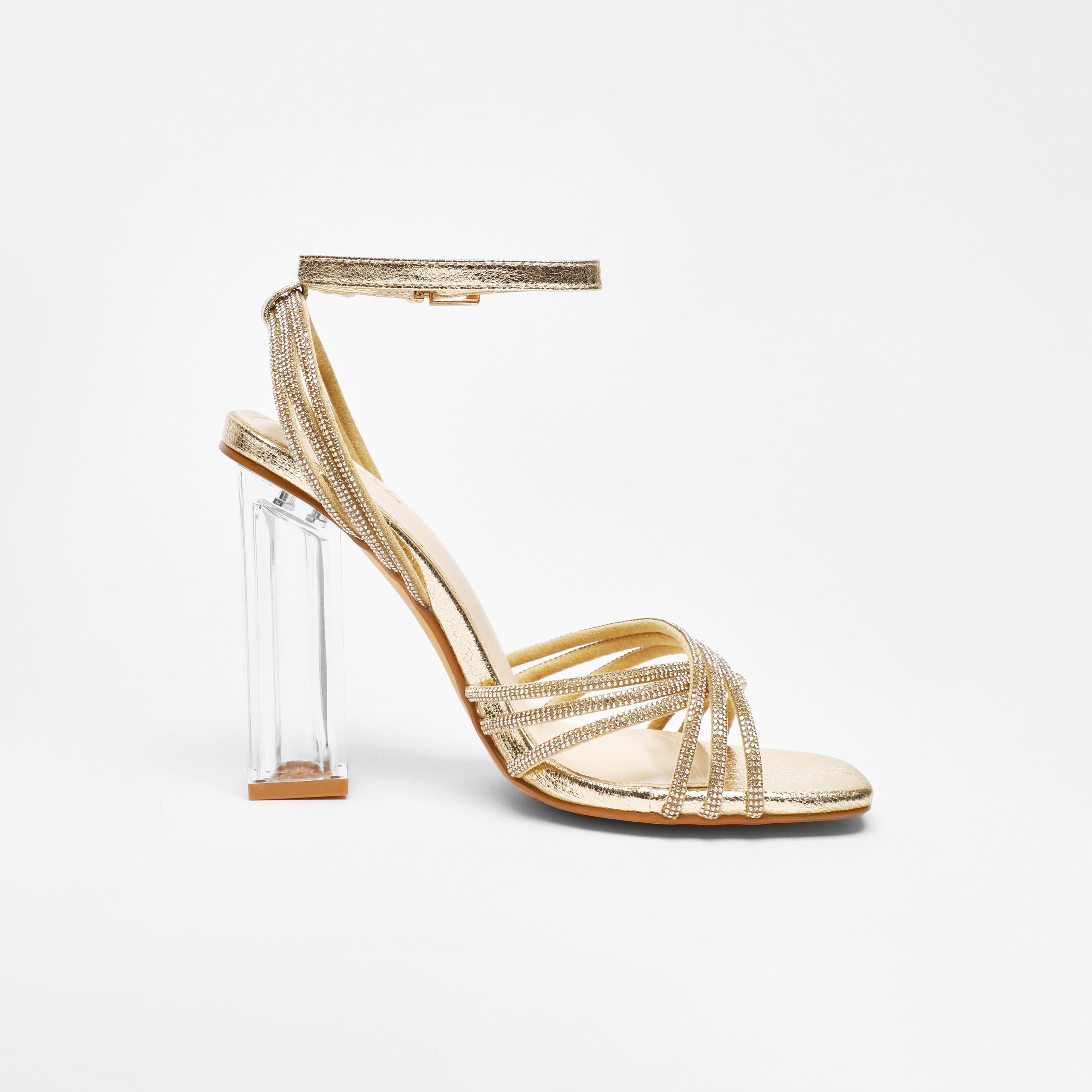 صندل نسائي شفاف بكعب عريض وعالٍ مع رباط للكاحل من كويز | 100041297-women-shoes-heels-image-3
