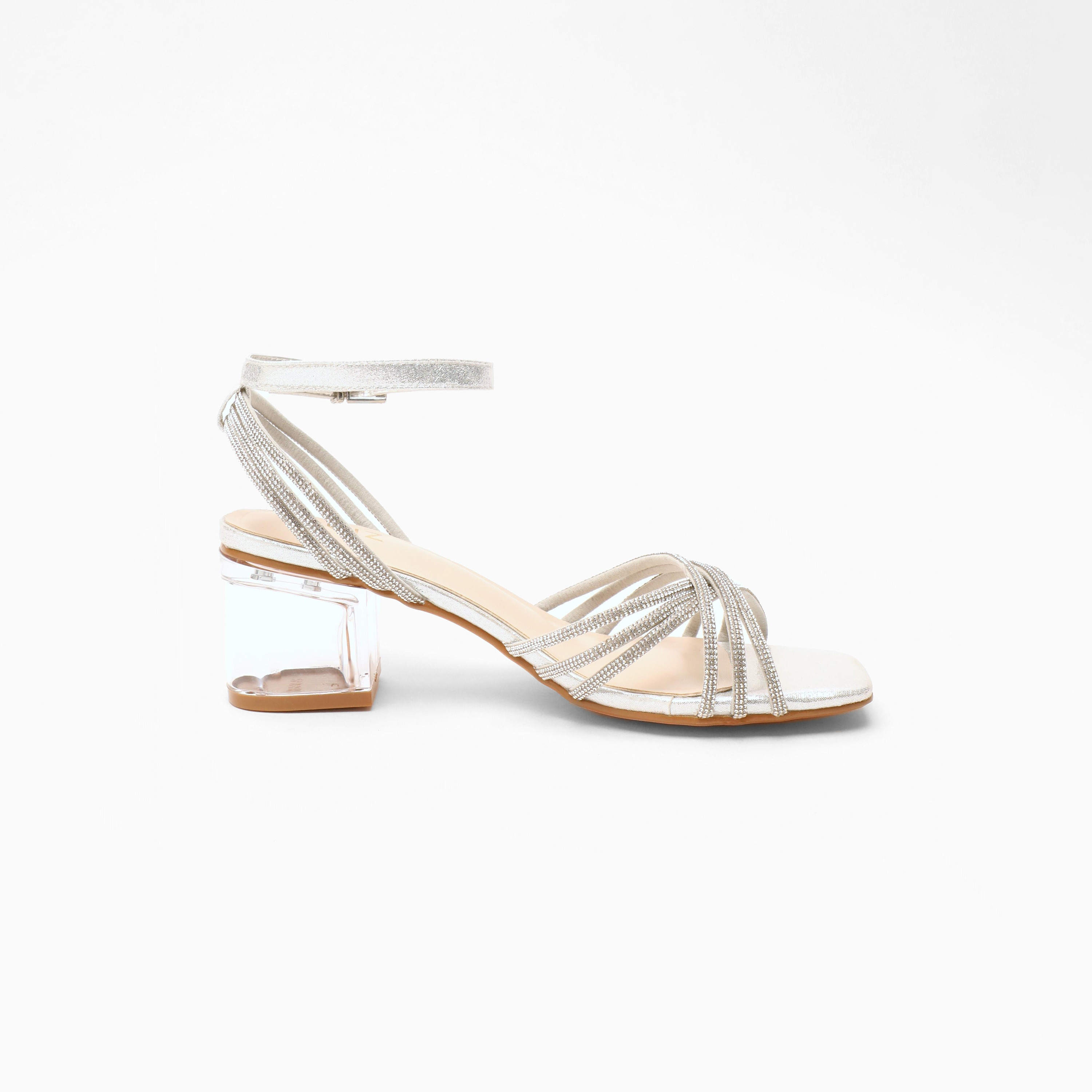صندل نسائي شفاف بكعب عريض مع رباط للكاحل من كويز | 100041302-women-shoes-heels-image-3