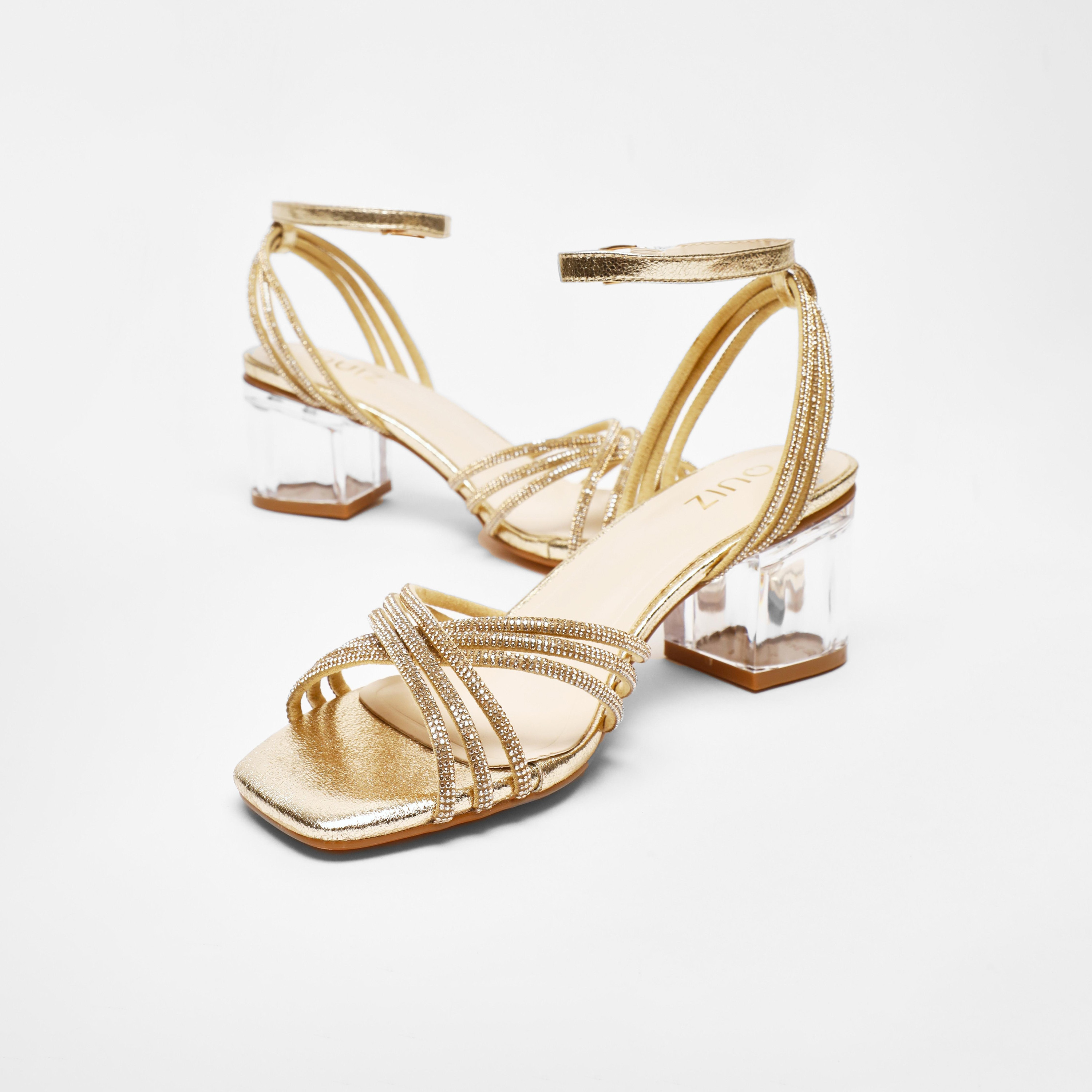 صنادل بكعب بلوك بإبزيم للسيدات من كويز | 100041304-women-shoes-heels-image-2