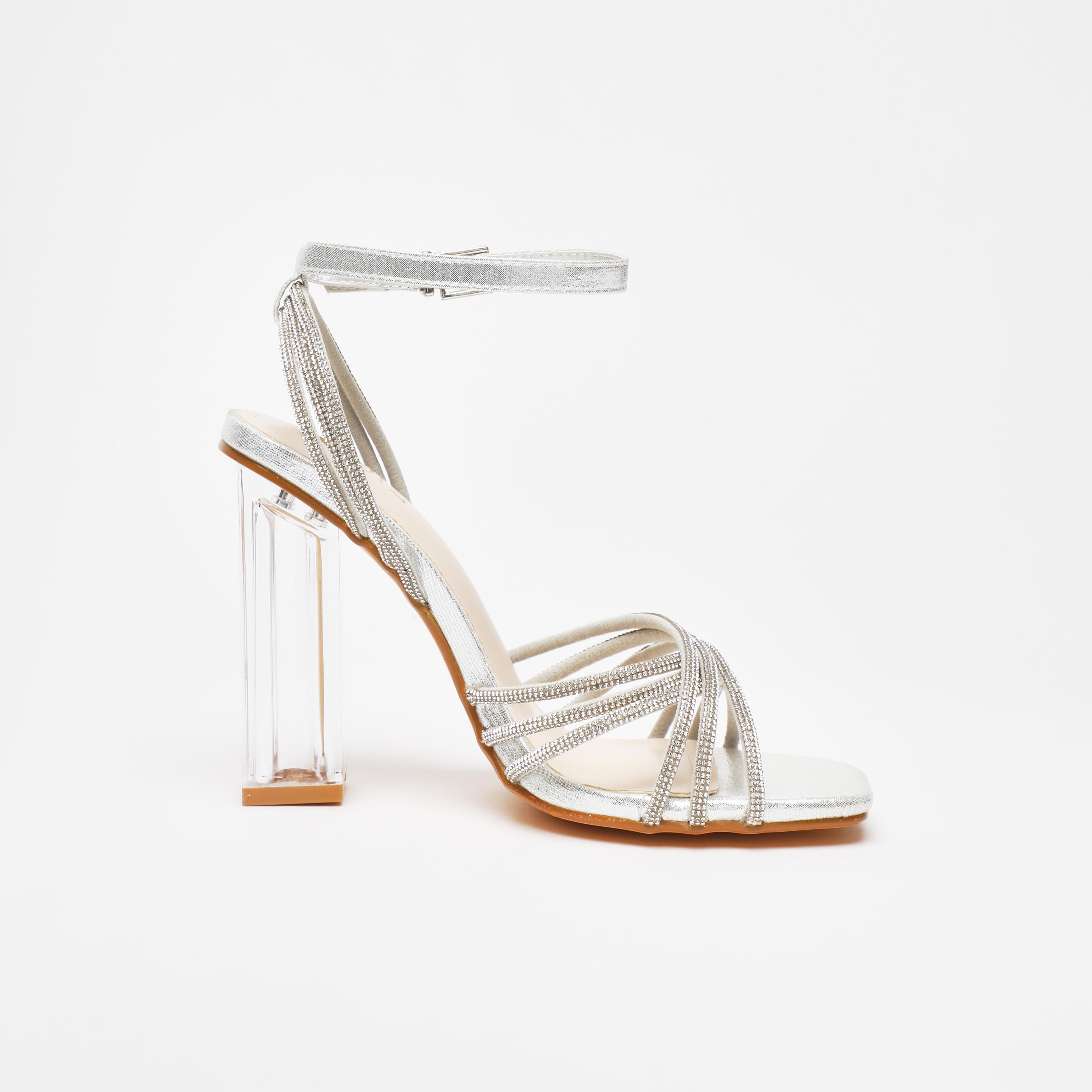 صندل نسائي شفاف بكعب عريض وعالٍ مع رباط للكاحل من كويز | 100041315-women-shoes-heels-image-3