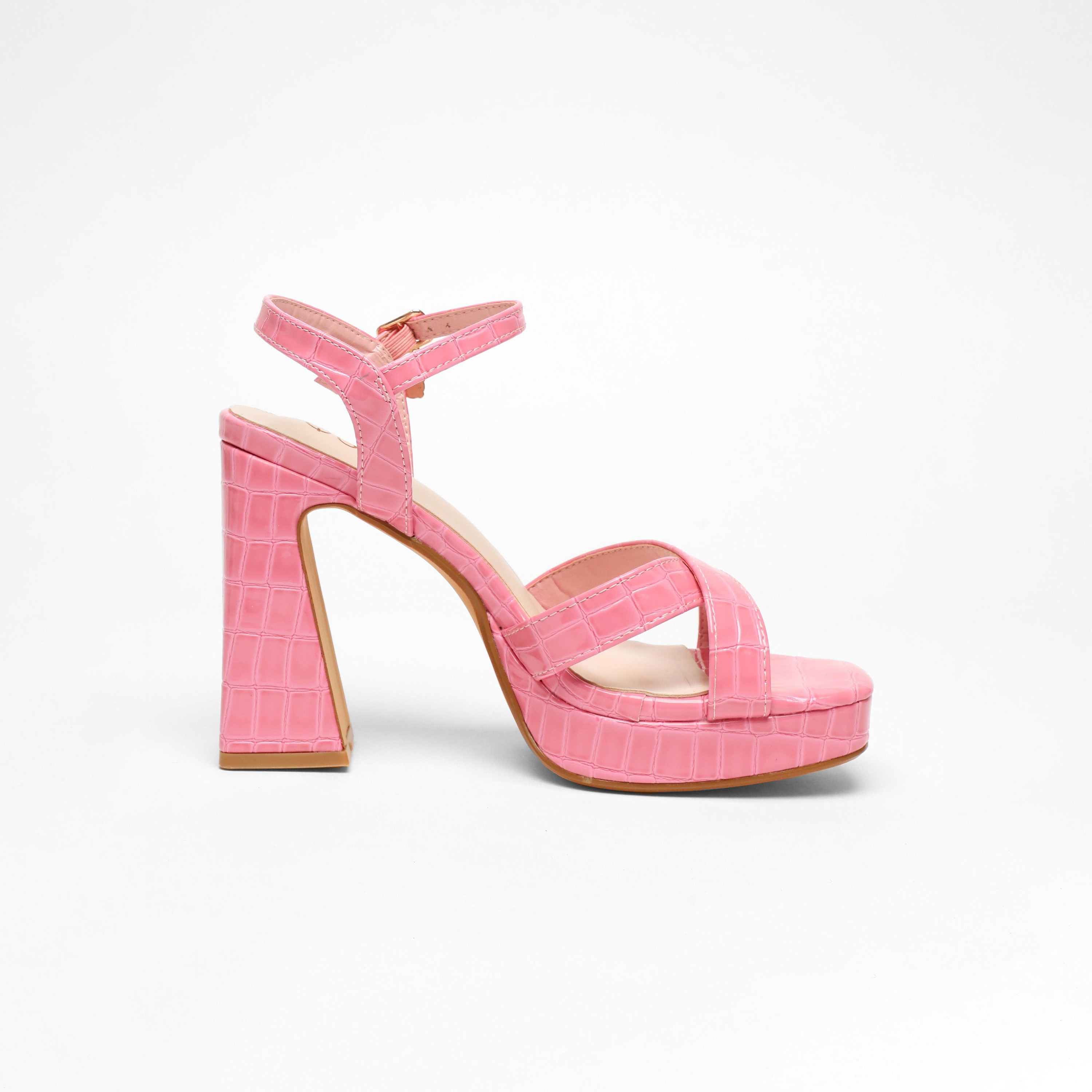 صندل كويز نسائي بكعب سميك وحزام متقاطع عند الكاحل ومزين بالكريستال  | 100041376-women-shoes-heels-image-14