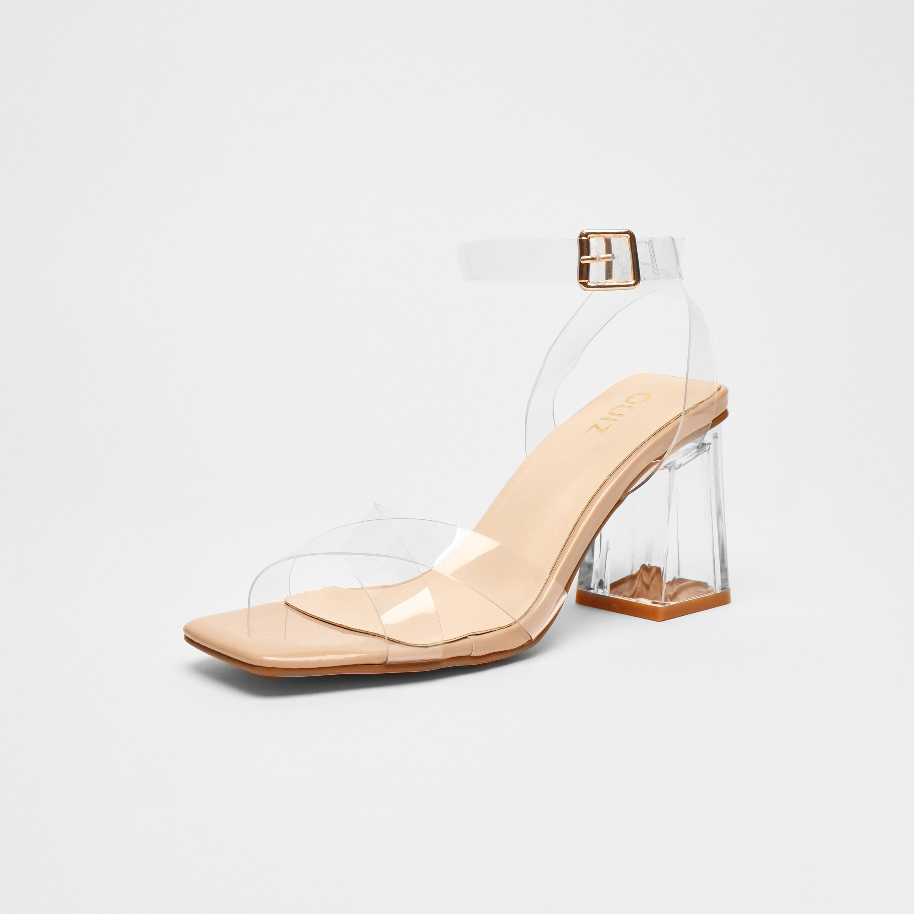 صندل نسائي بكعب عريض مع رباط للكاحل من كويز | 100041380-women-shoes-heels-image-1
