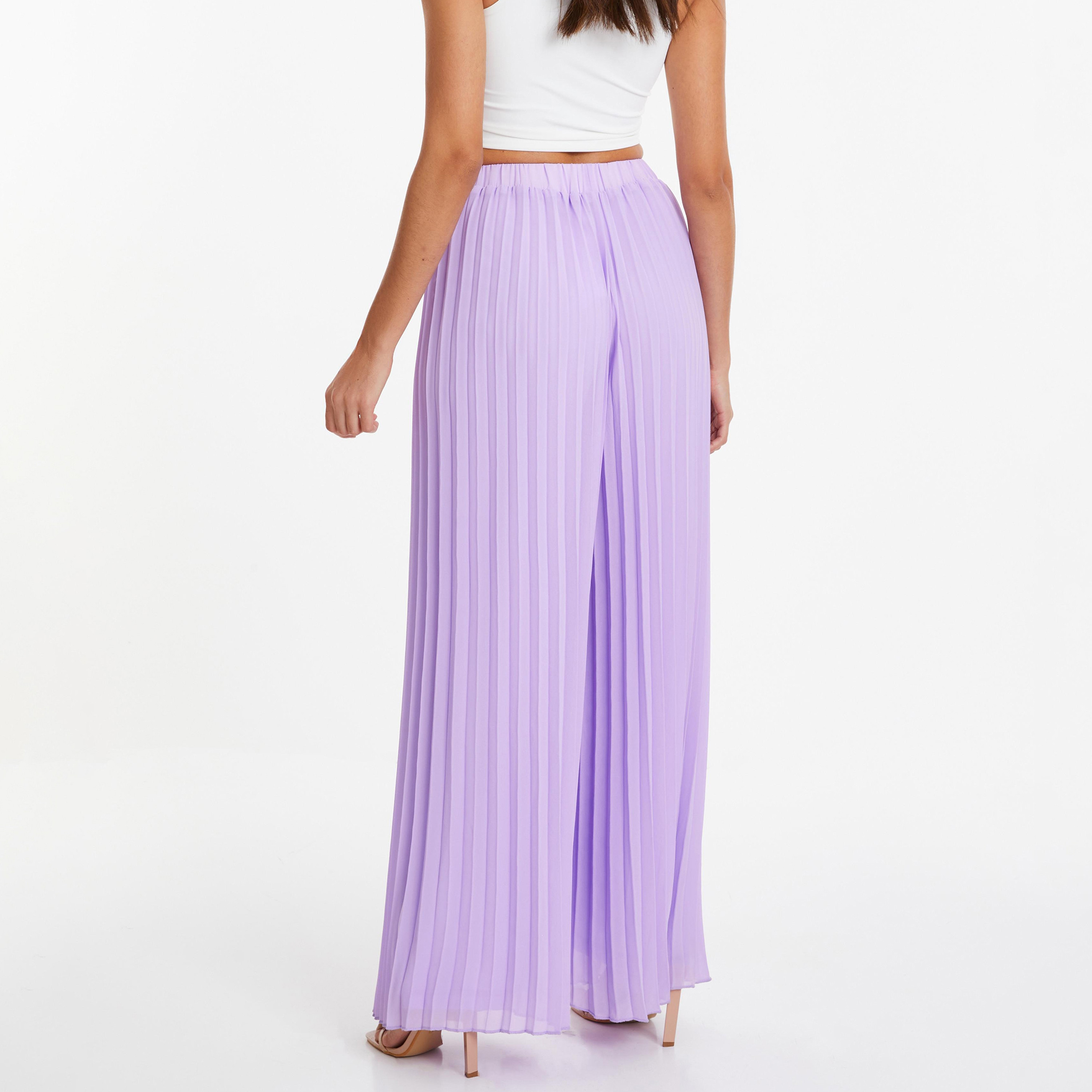 Quiz Plain High-Rise Pleated Palazzo-women-clothing-bottoms-trousers-image-4