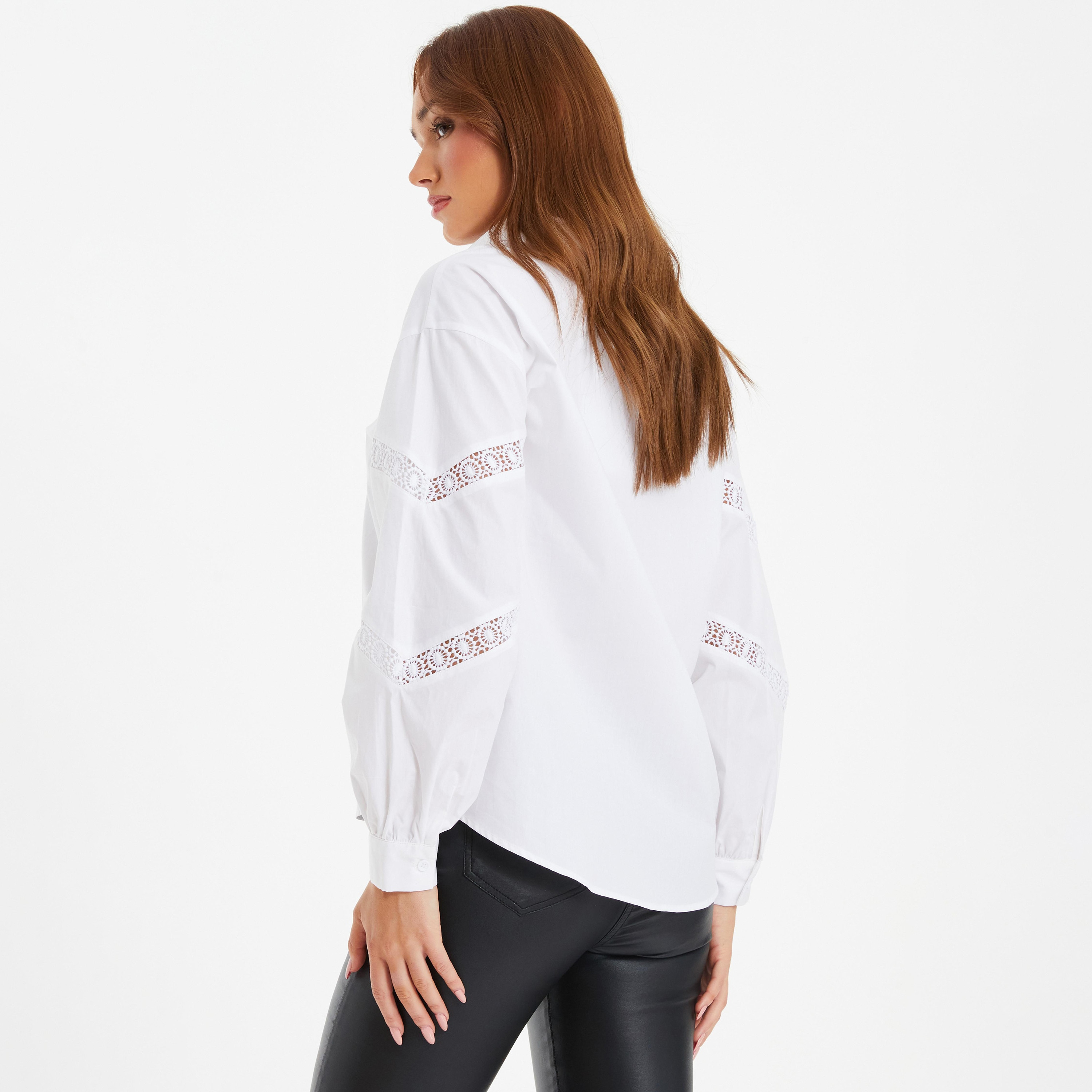 Quiz Plain Collared Long Sleeves Crochet Trim Shirt-women-clothing-shirtsandblouses-blouses-image-4
