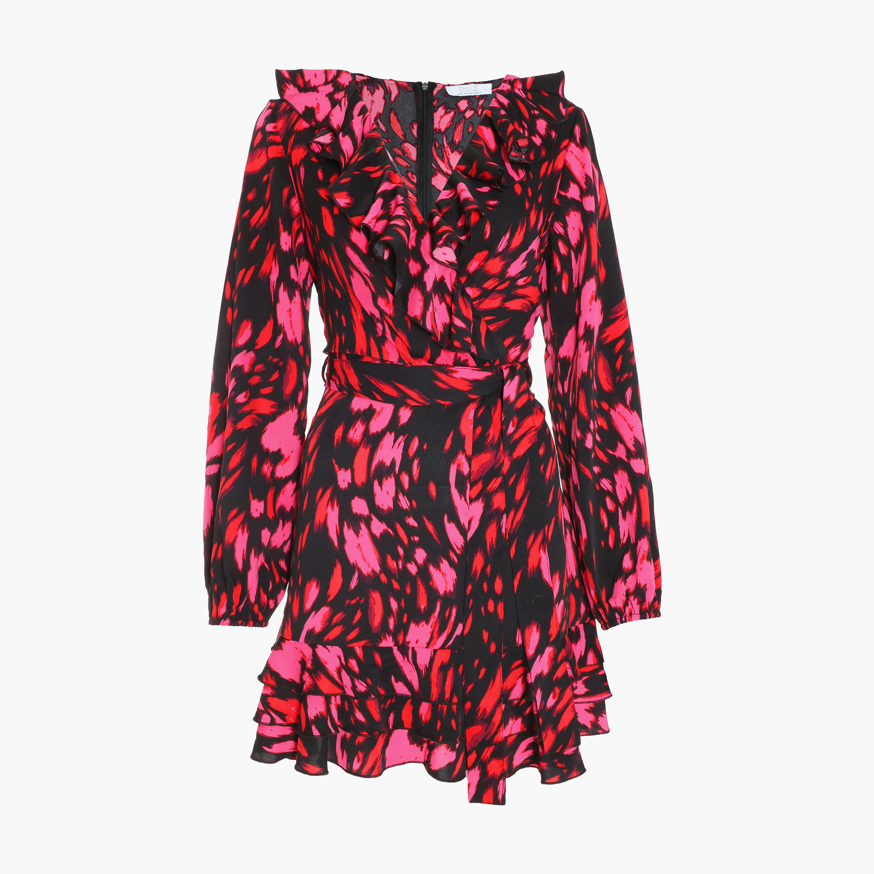 Quiz Black Pink Red Multi Non-Animal Front Wrap Top-women-clothing-dresses-image-6