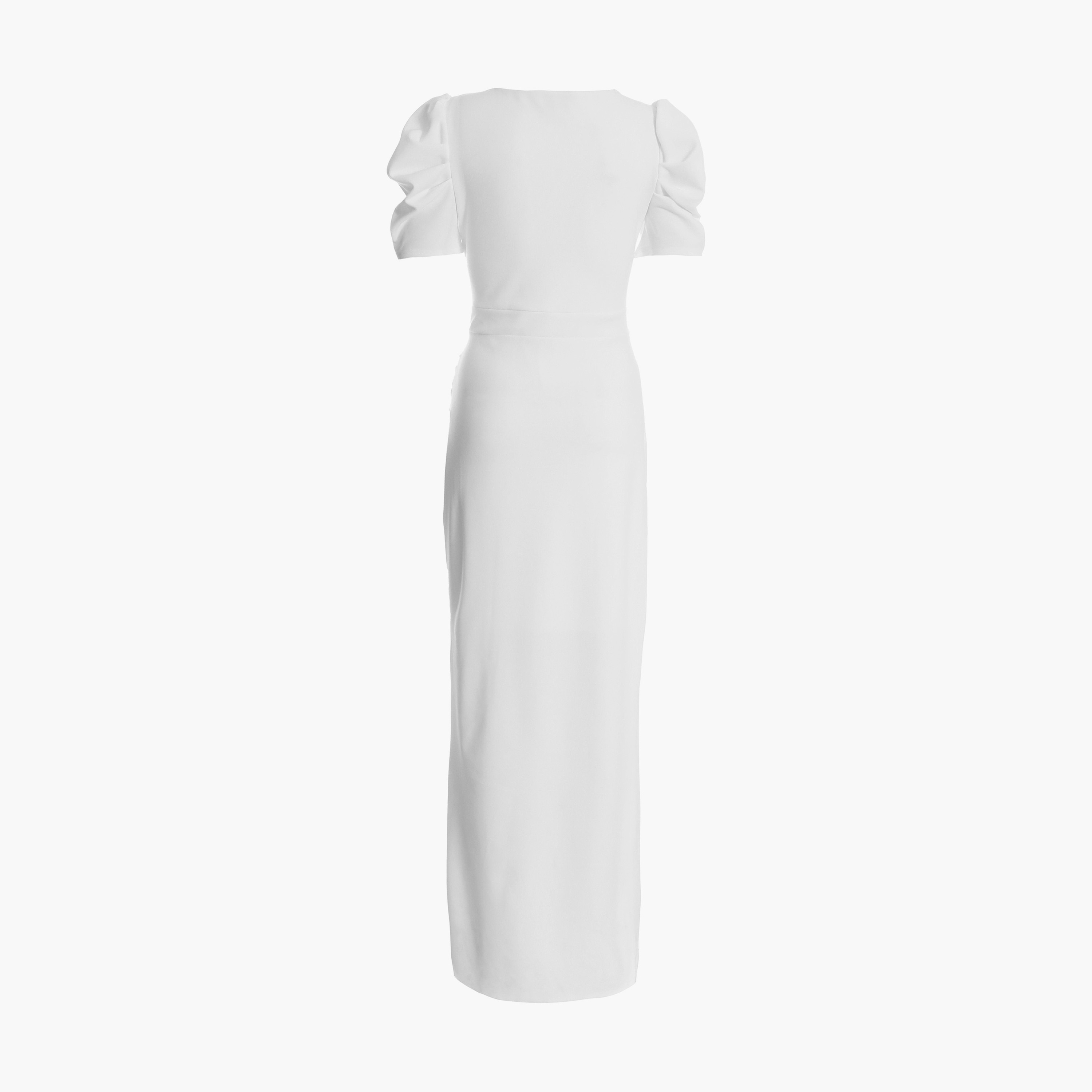Quiz White Scuba Crepe Puff Sleeve Maxi Dress-women-clothing-dresses-image-5