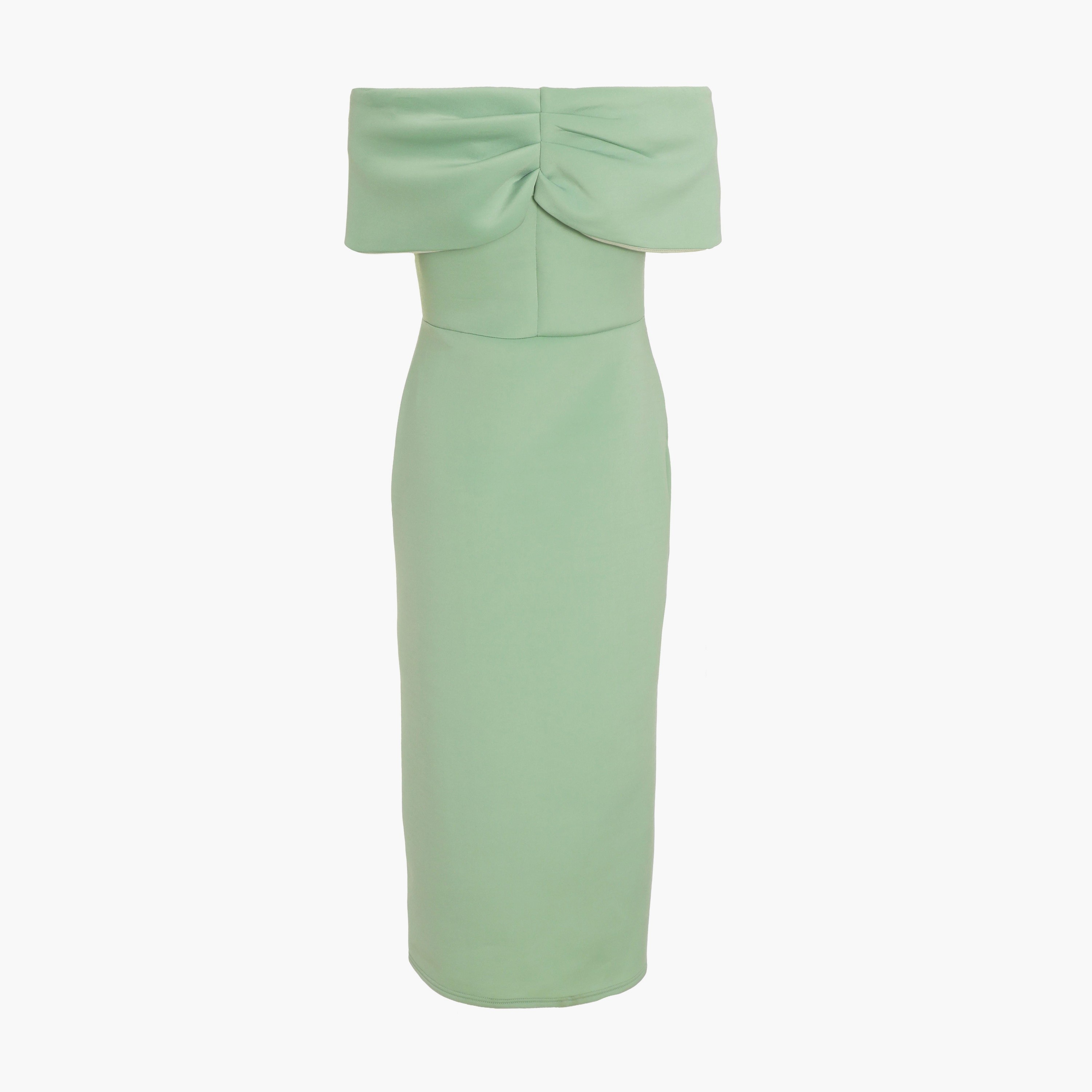 Quiz Sage Scuba Bardot Wrap Midi Dress-women-clothing-dresses-image-5