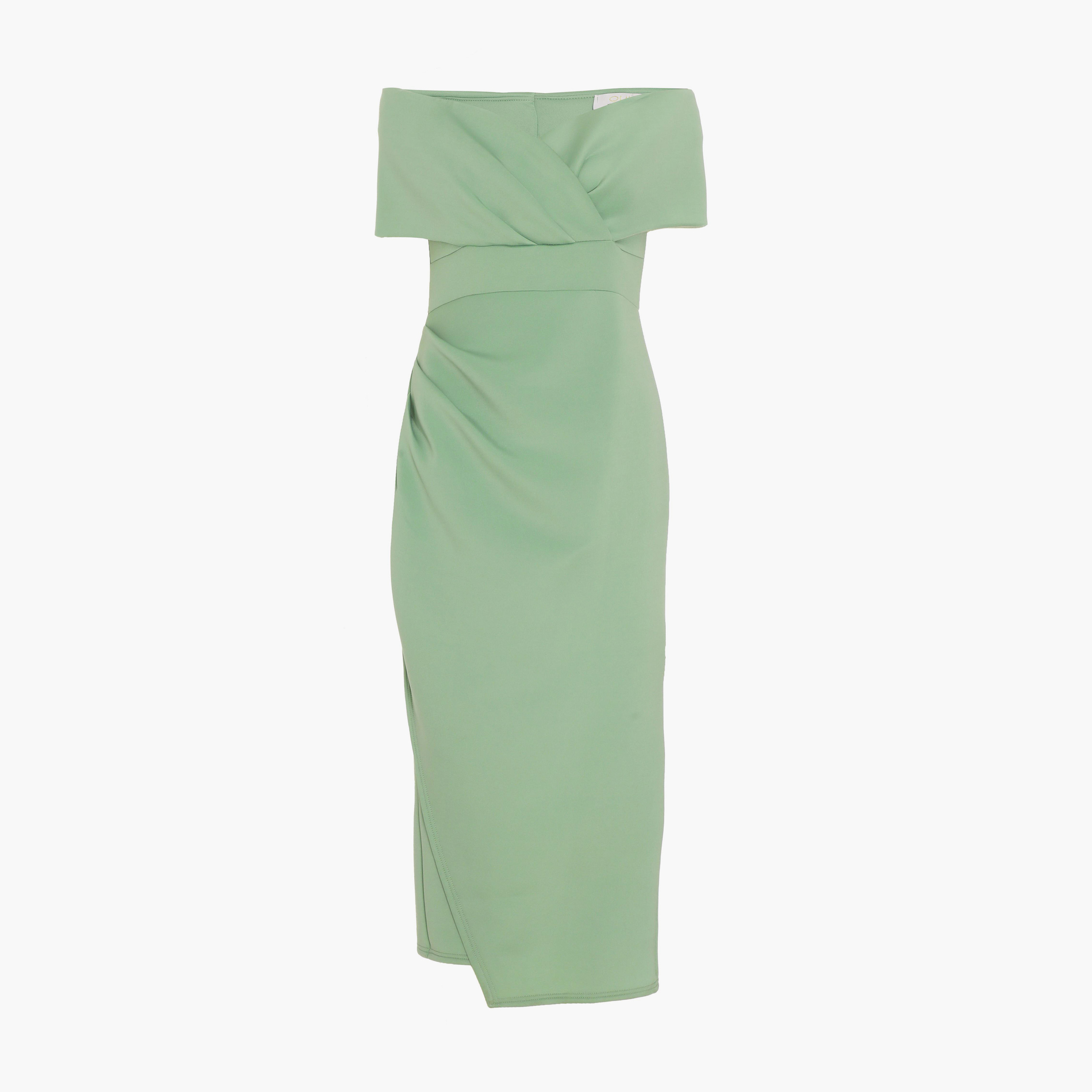 Quiz Sage Scuba Bardot Wrap Midi Dress-women-clothing-dresses-image-6