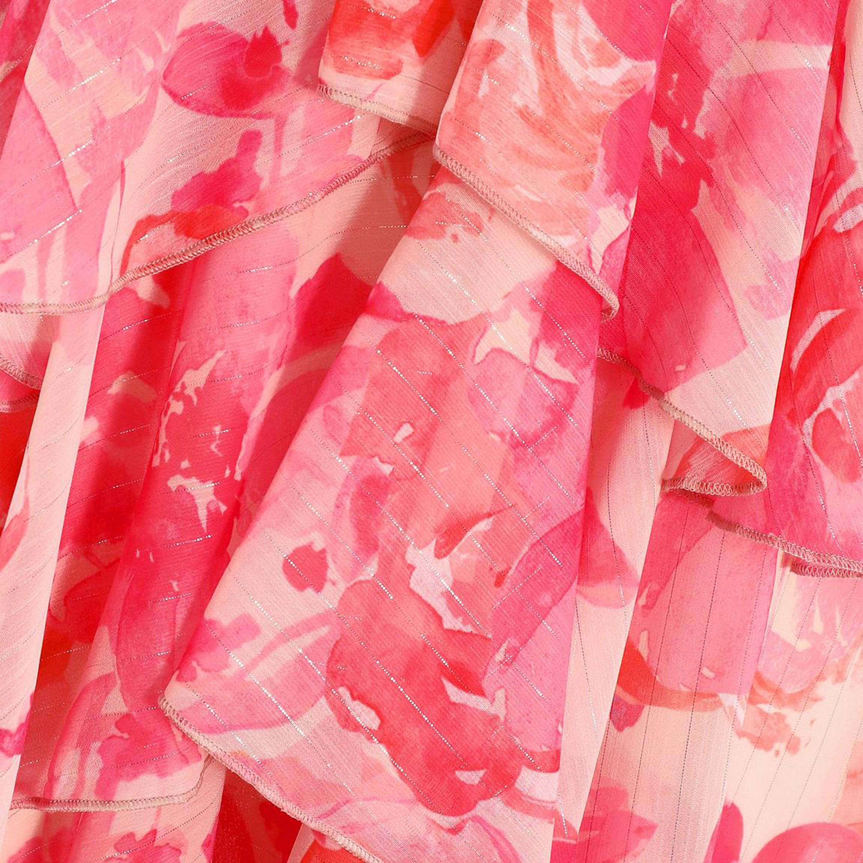 Quiz Pink Coral Chiffon Floral Tiered Dip Dress-women-clothing-dresses-image-5