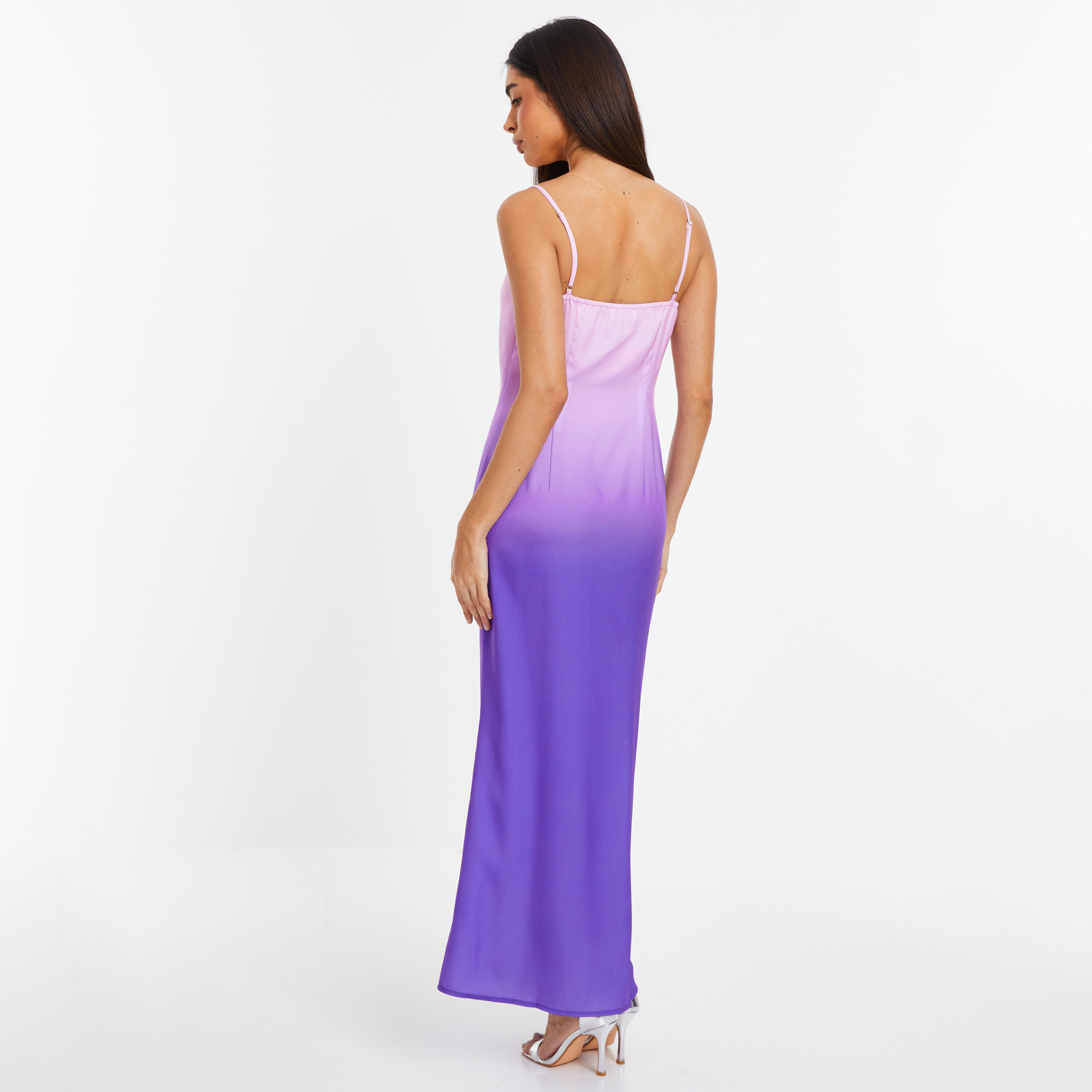 فستان ماكسي بياقة دائرية مع أومبير من كويز-women-clothing-dresses-image-4