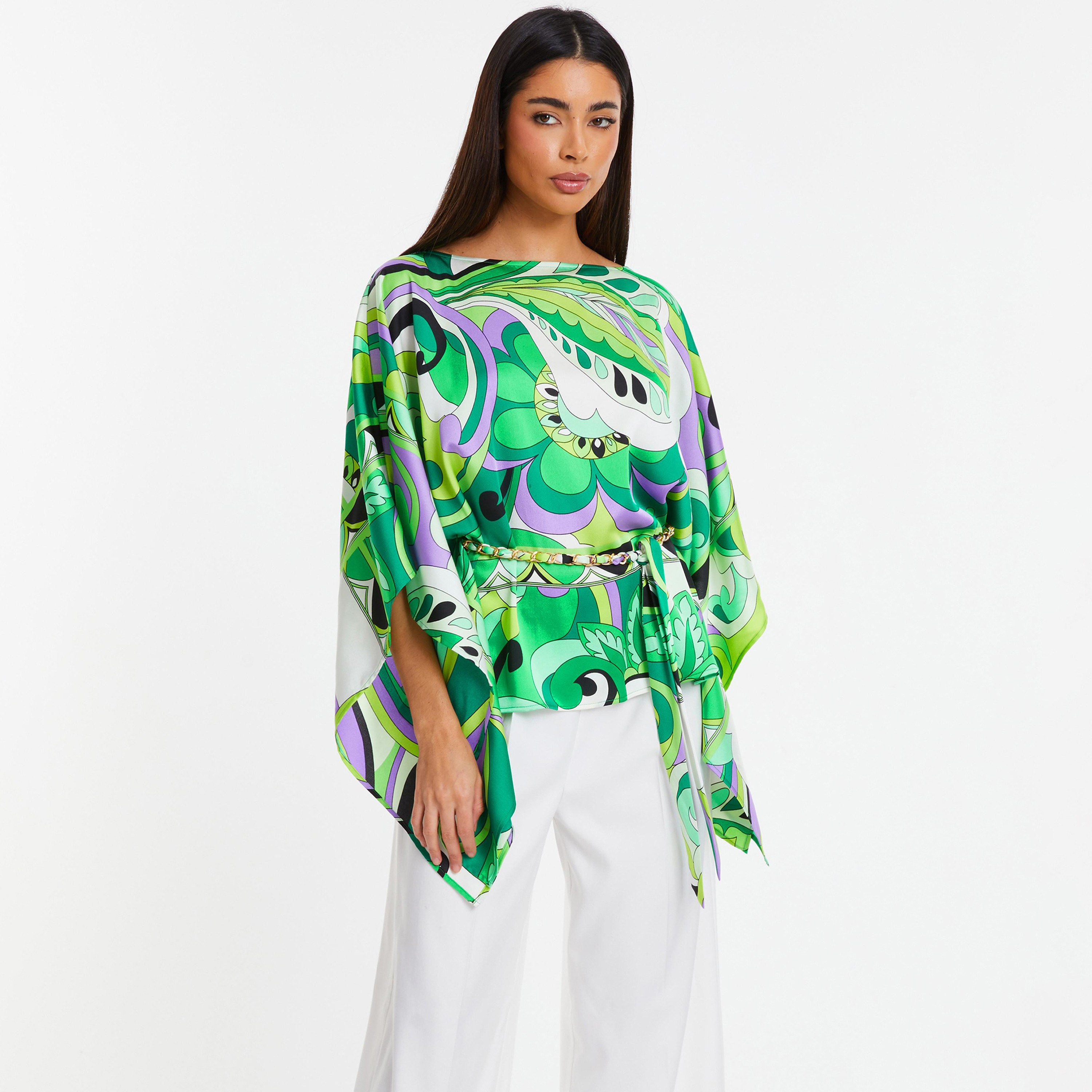 توب كويز بتصميم بيزلي وياقة قارب وأكمام واسعة على شكل جناح الخفاش-women-clothing-shirtsandblouses-blouses-image-1