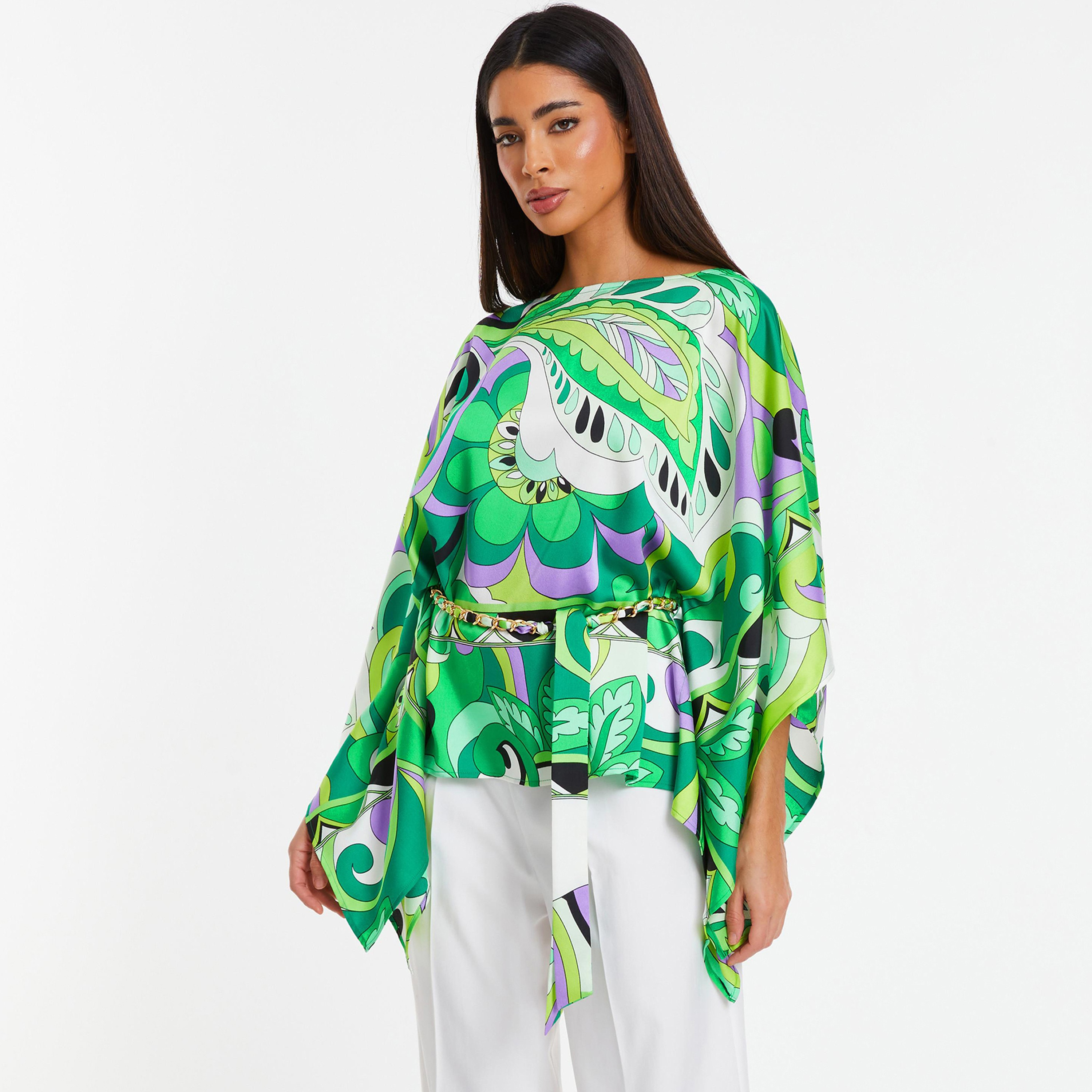 توب كويز بتصميم بيزلي وياقة قارب وأكمام واسعة على شكل جناح الخفاش-women-clothing-shirtsandblouses-blouses-image-4