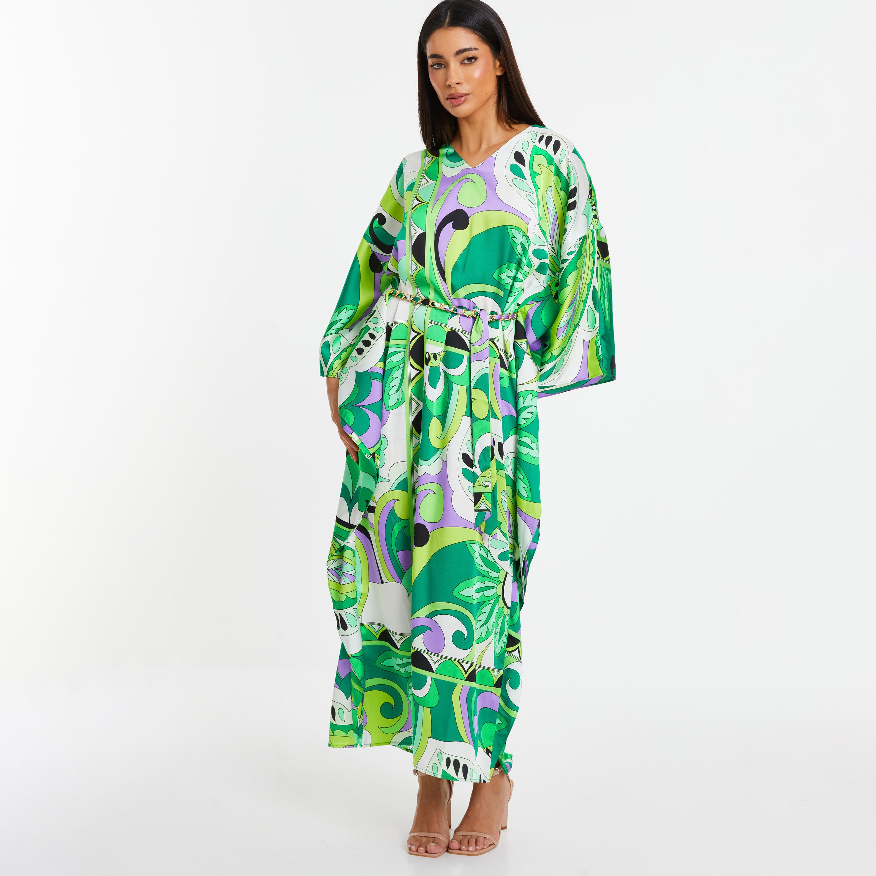 Quiz Paisley V-Neck Kaftan Maxi Dress-women-clothing-dresses-image-1