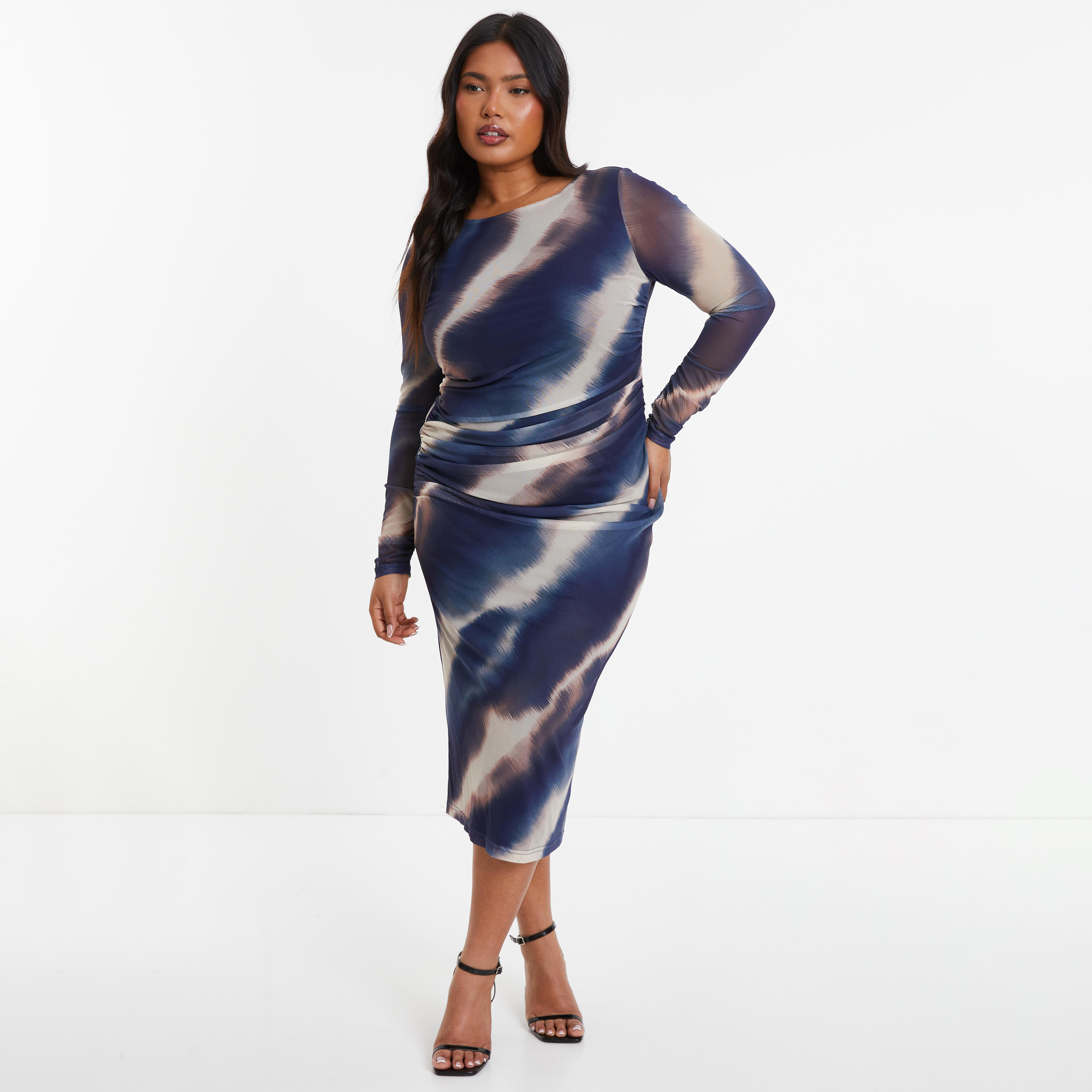 Quiz Tie Dye Round Neck Midi Dress-women-clothing-dresses-image-1