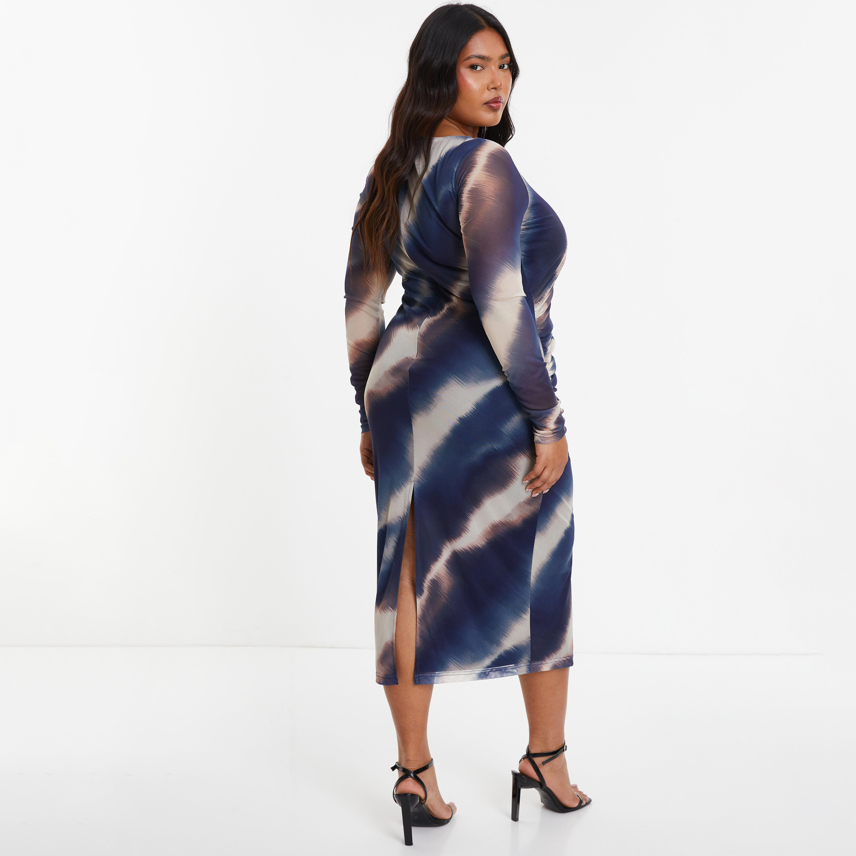 Quiz Tie Dye Round Neck Midi Dress-women-clothing-dresses-image-4