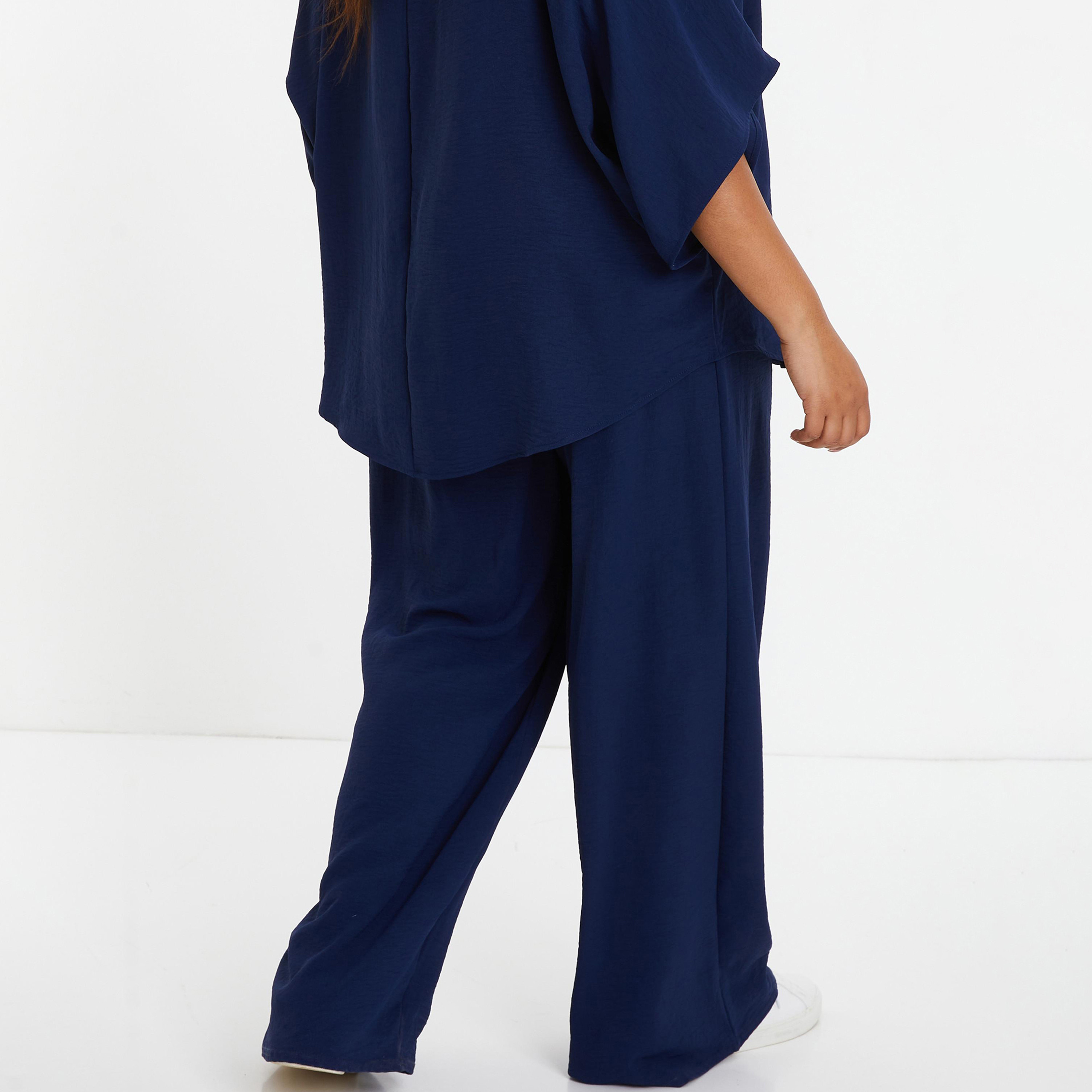Quiz Plain High Waist Wide Leg Trousers-women-clothing-bottoms-trousers-image-4