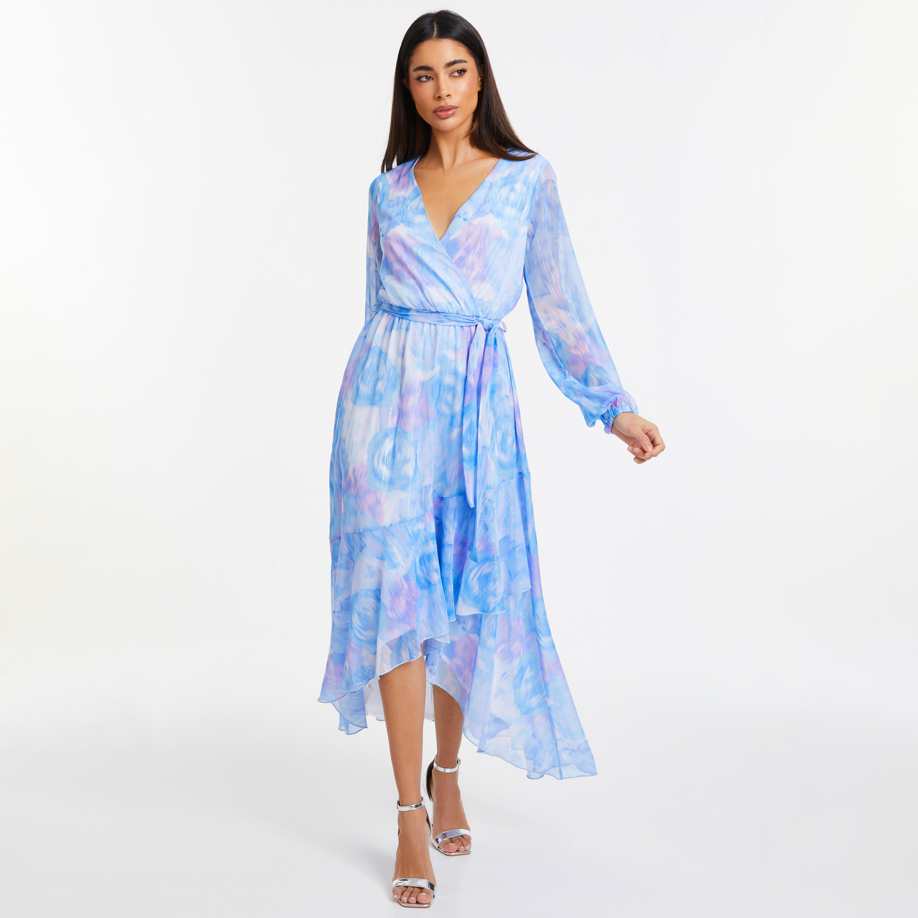 Quiz Printed V-Neck Wrap Maxi Dress-women-clothing-dresses-image-1