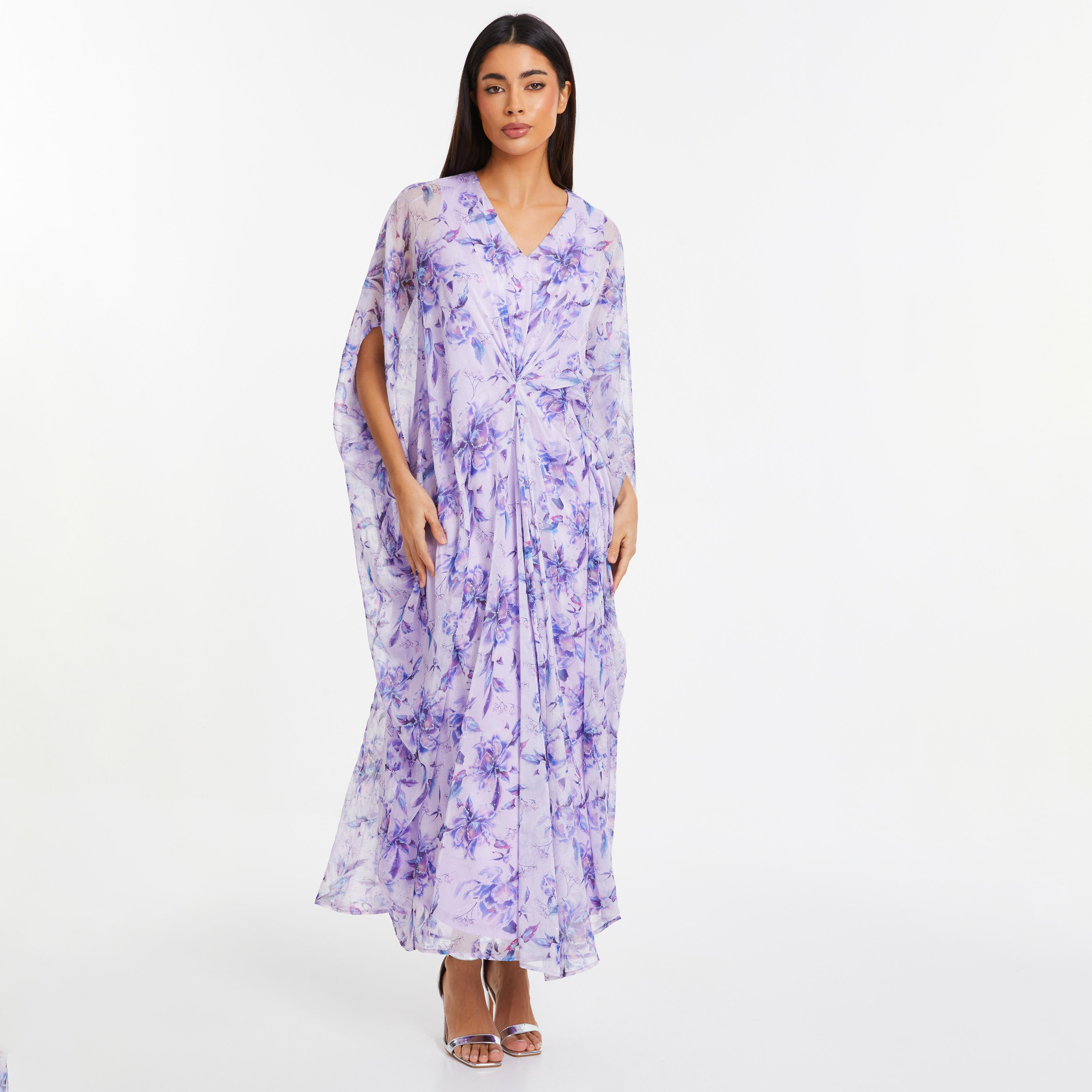 Quiz Floral V-Neck Kimono Maxi Dress-women-clothing-dresses-image-1