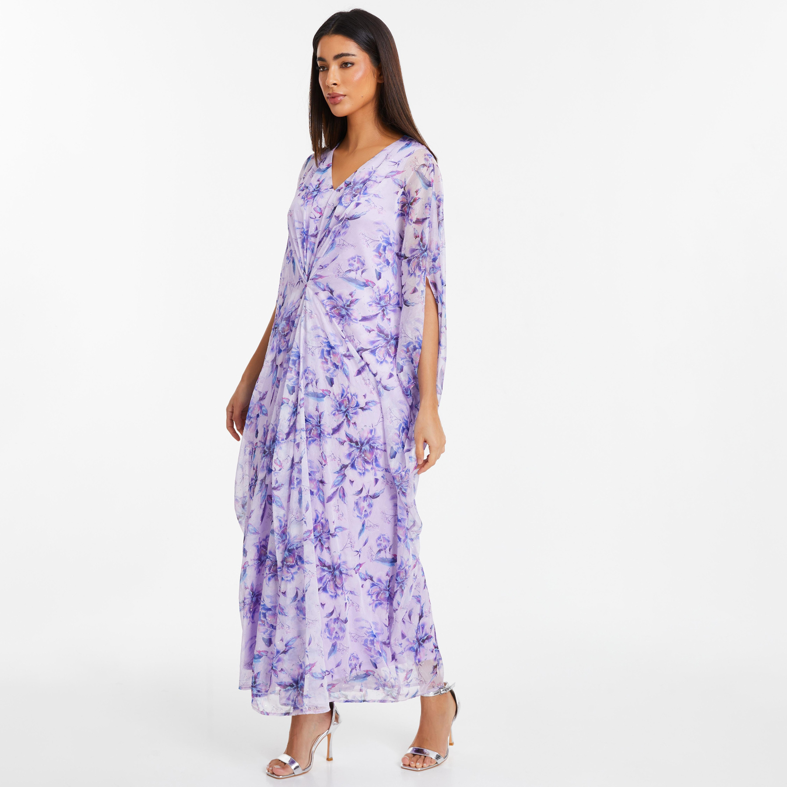Quiz Floral V-Neck Kimono Maxi Dress-women-clothing-dresses-image-2