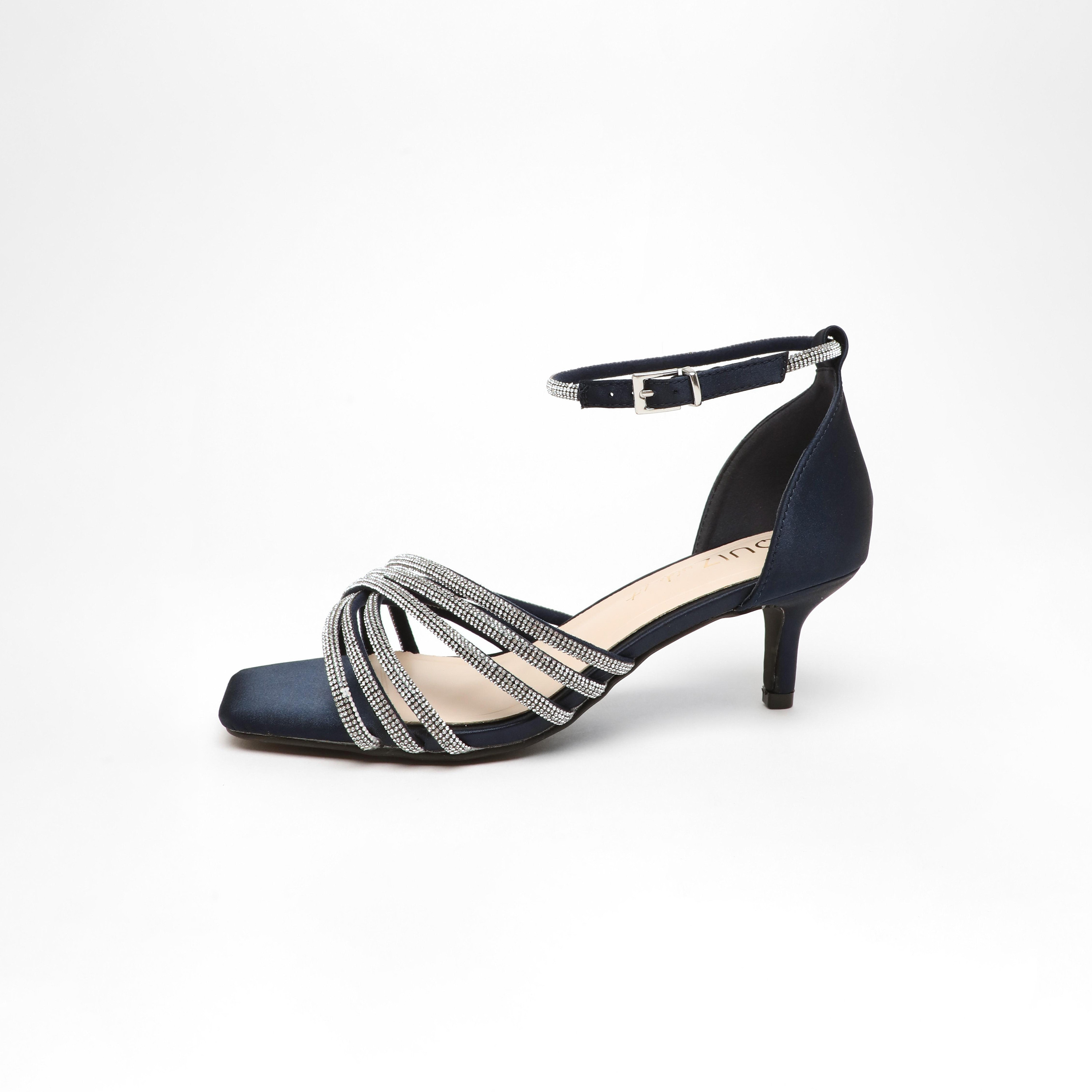صندل نسائي من كويز مزود بتفاصيل ديامانتي وحزام متقاطع للكاحل وكعب قطة  | 100041681-women-shoes-heels-image-5