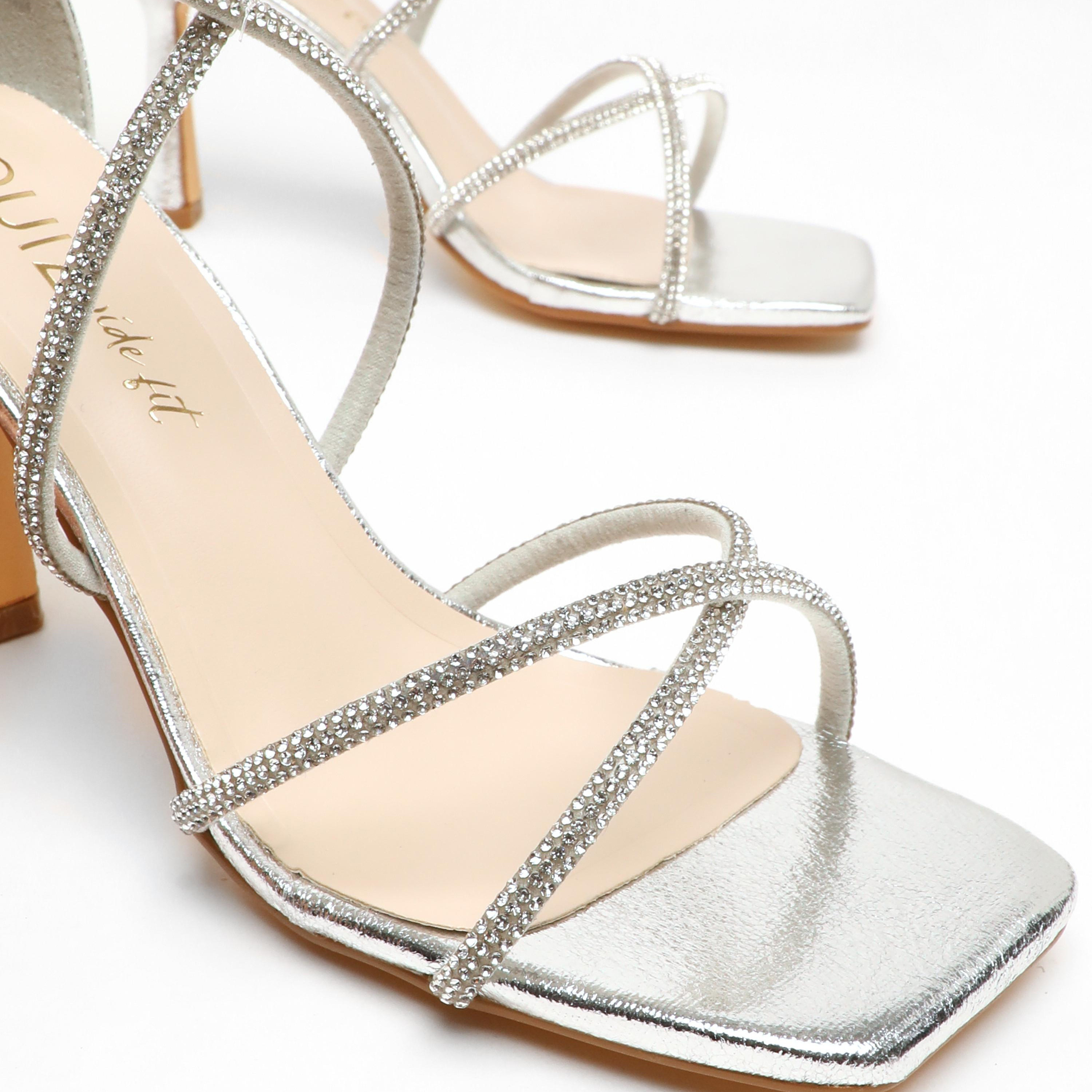 Quiz Women's Diamante Detail Ankle Cross Strap Buckle Kitten Heel Sandal | 00100041686-women-shoes-heels-image-3