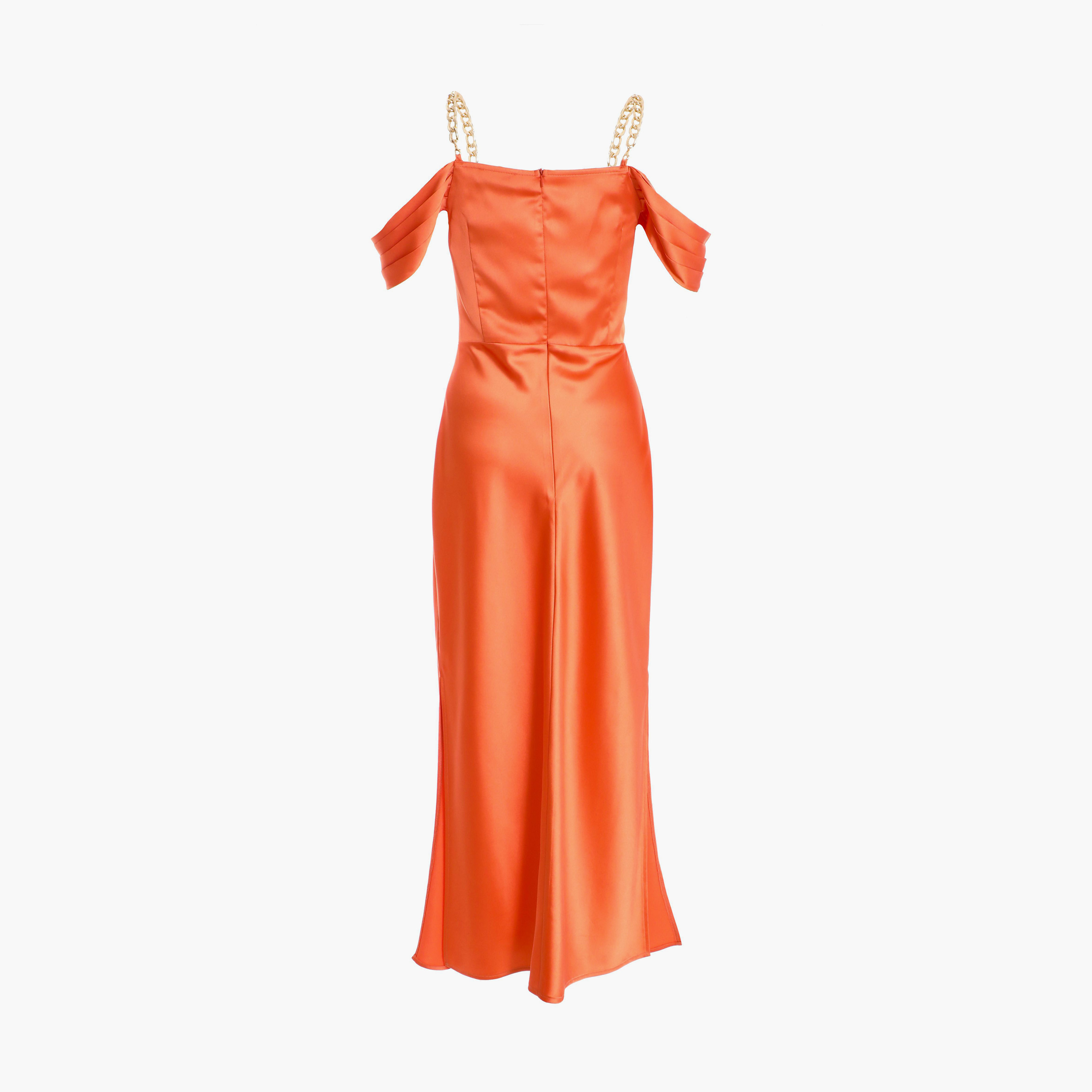 Quiz Orange Satin Cowl Cold Shoulder Evening Midaxi Dress-women-clothing-dresses-image-6