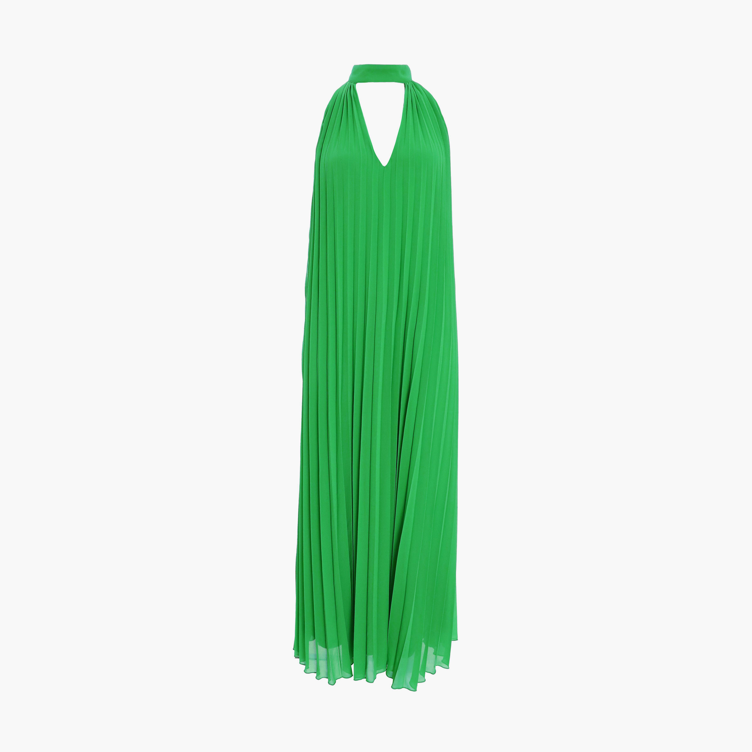 كويز- فستان سهرة طويل شيفون لون أخضر الفاتح ورقبة عالية-women-clothing-dresses-image-5