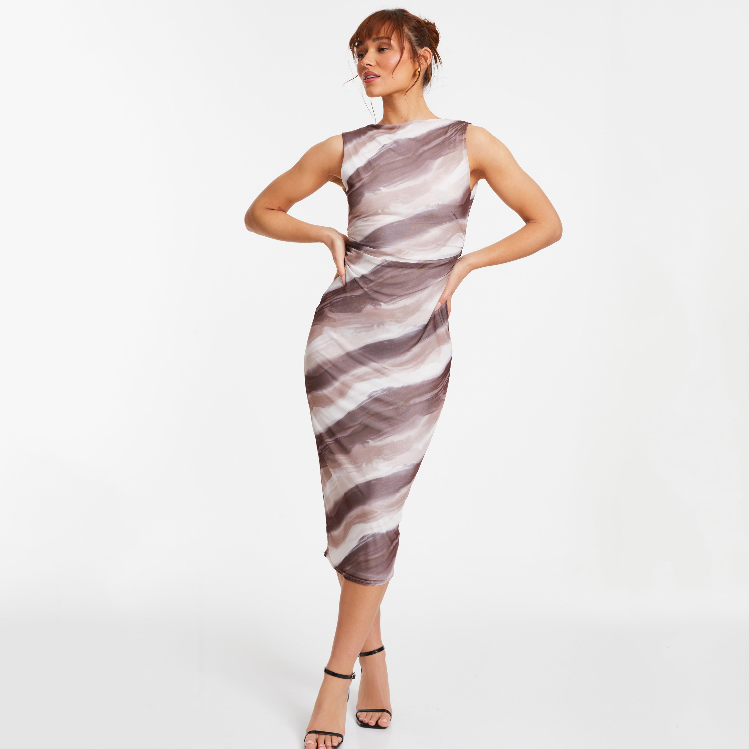 فستان بوديكون ميدي برقبة قارب مع تائي دائي من كويز-women-clothing-dresses-image-1
